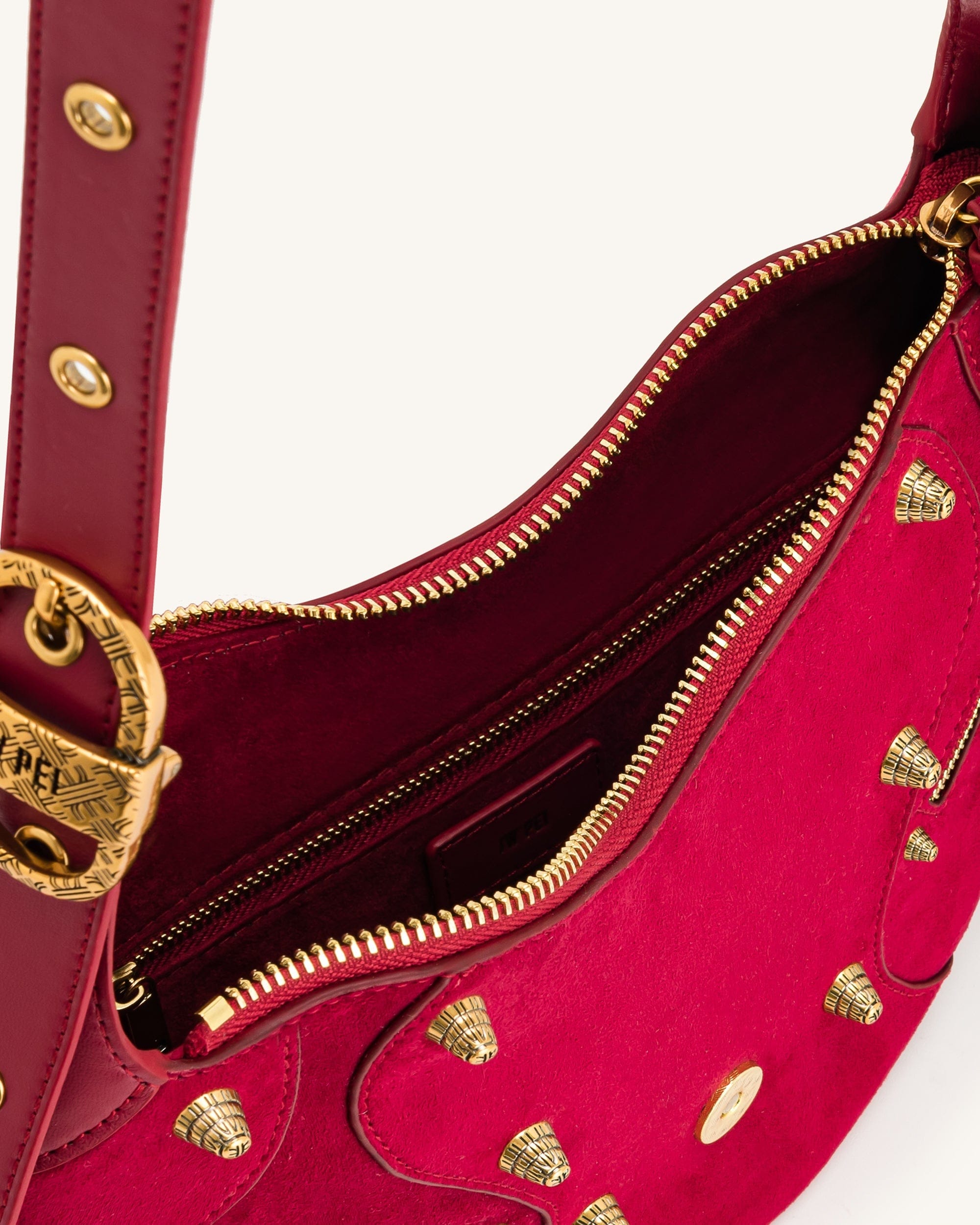 JW PEI Tessa Suede Shoulder Bag Deep Magenta