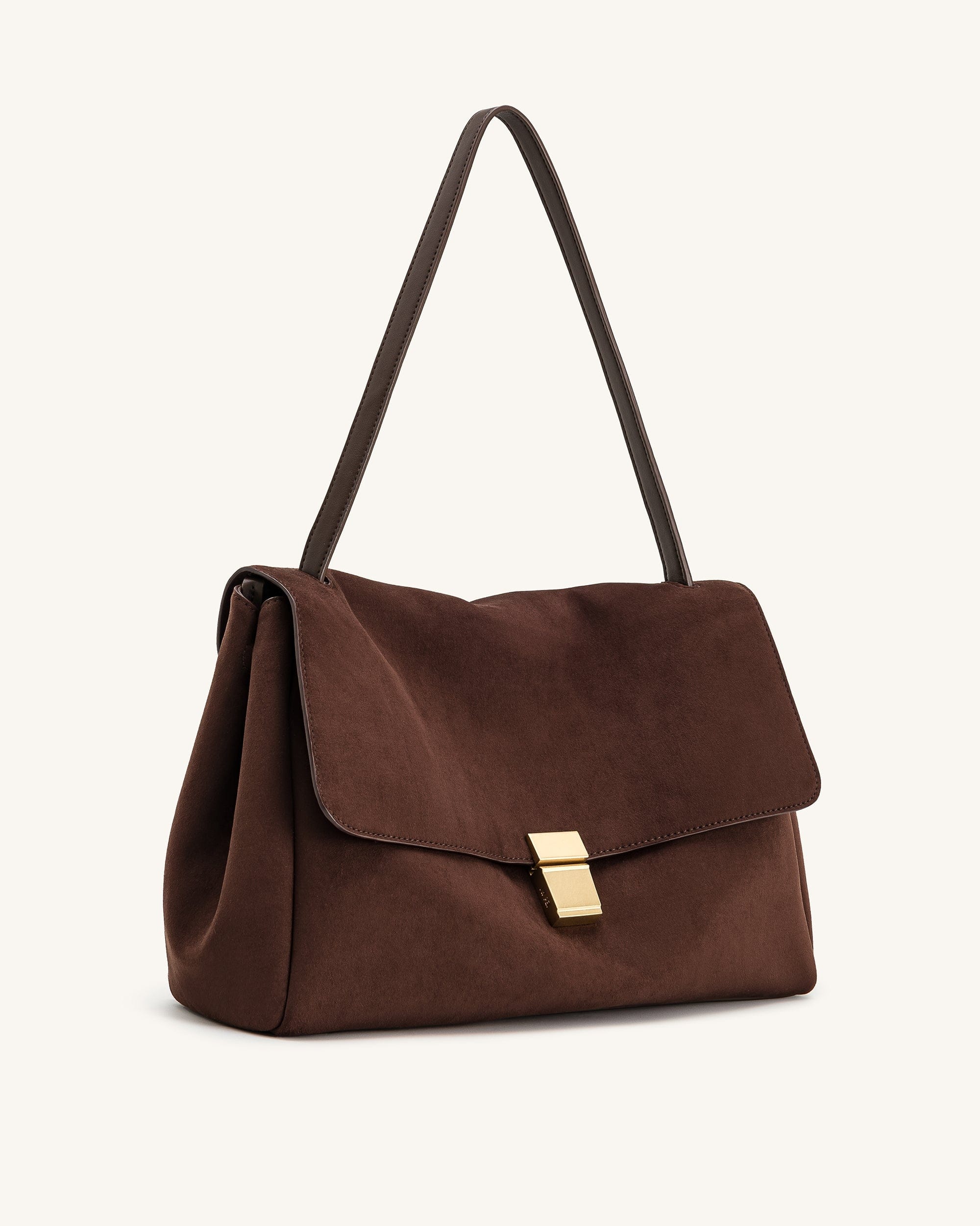 JW PEI Hilary Faux Suede Shoulder Bag Dark Brown