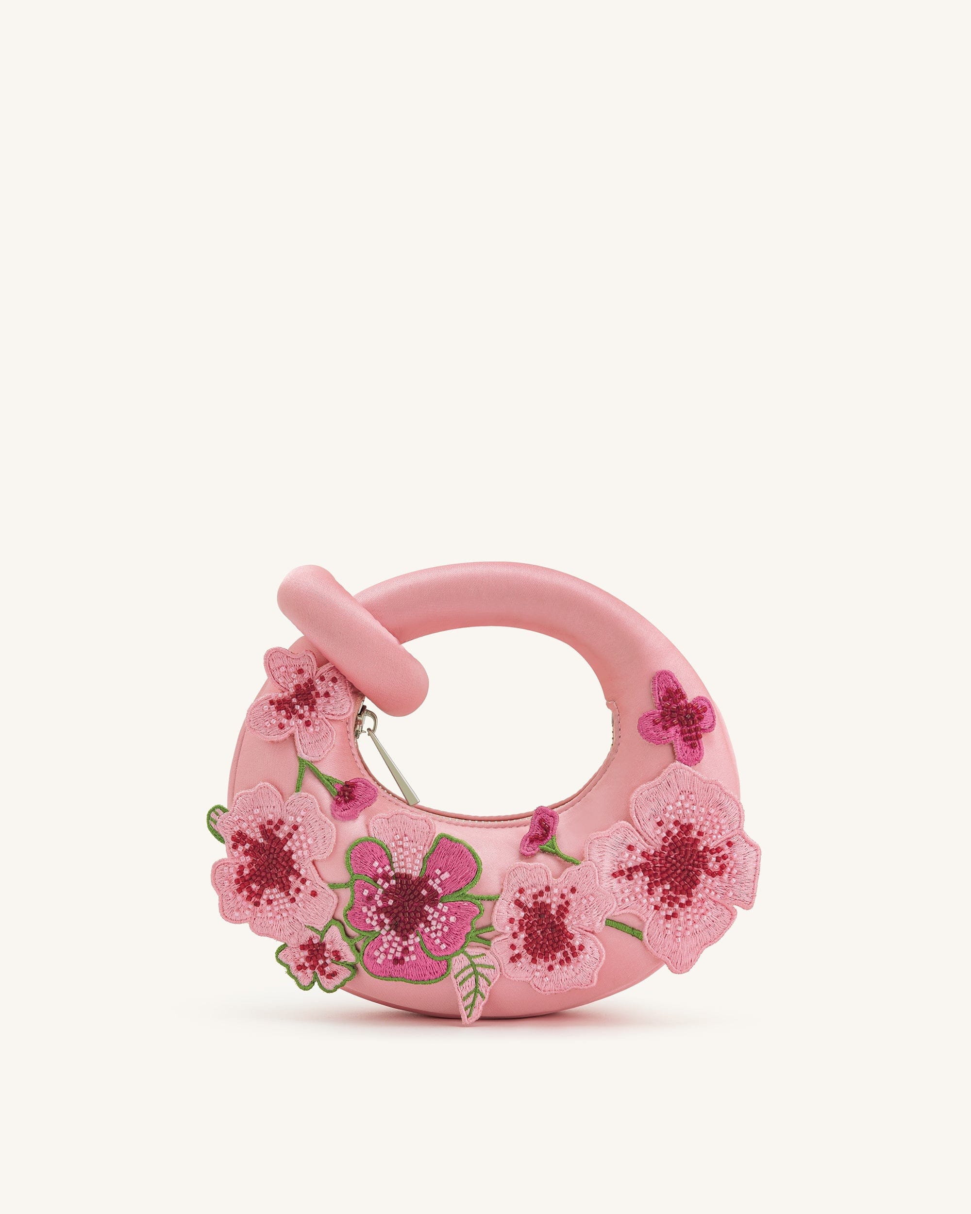 JW PEI Abacus Embroidered Floral Mini Top Handle Bag Pink