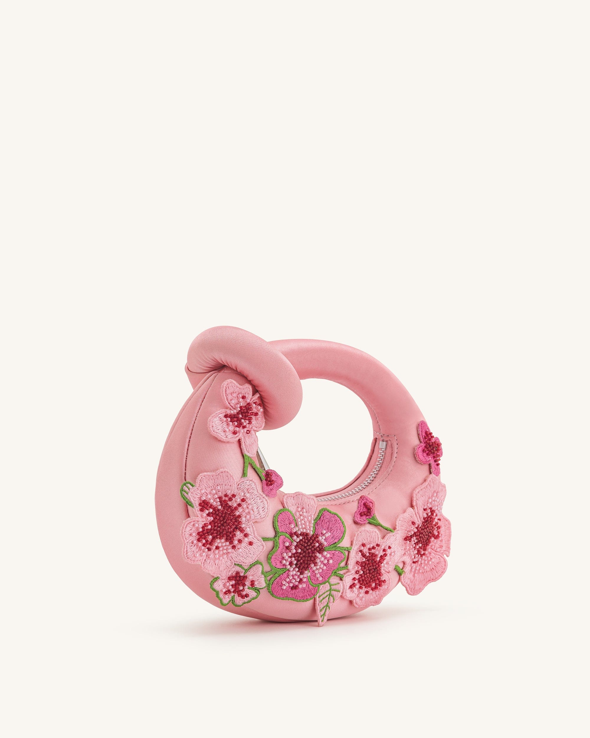 JW PEI Abacus Embroidered Floral Mini Top Handle Bag Pink