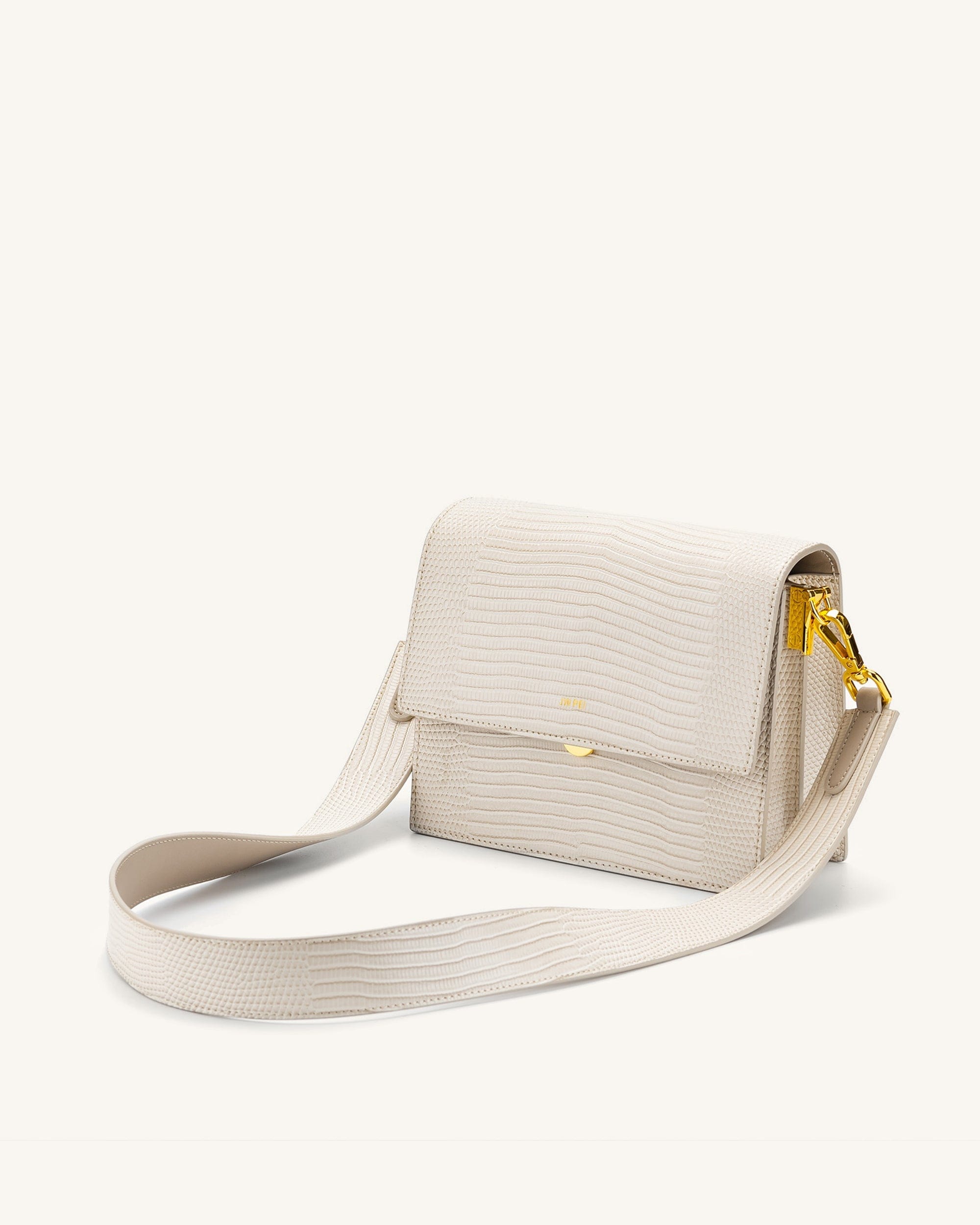 JW PEI Mini Flap Crossbody Ivory Lizard