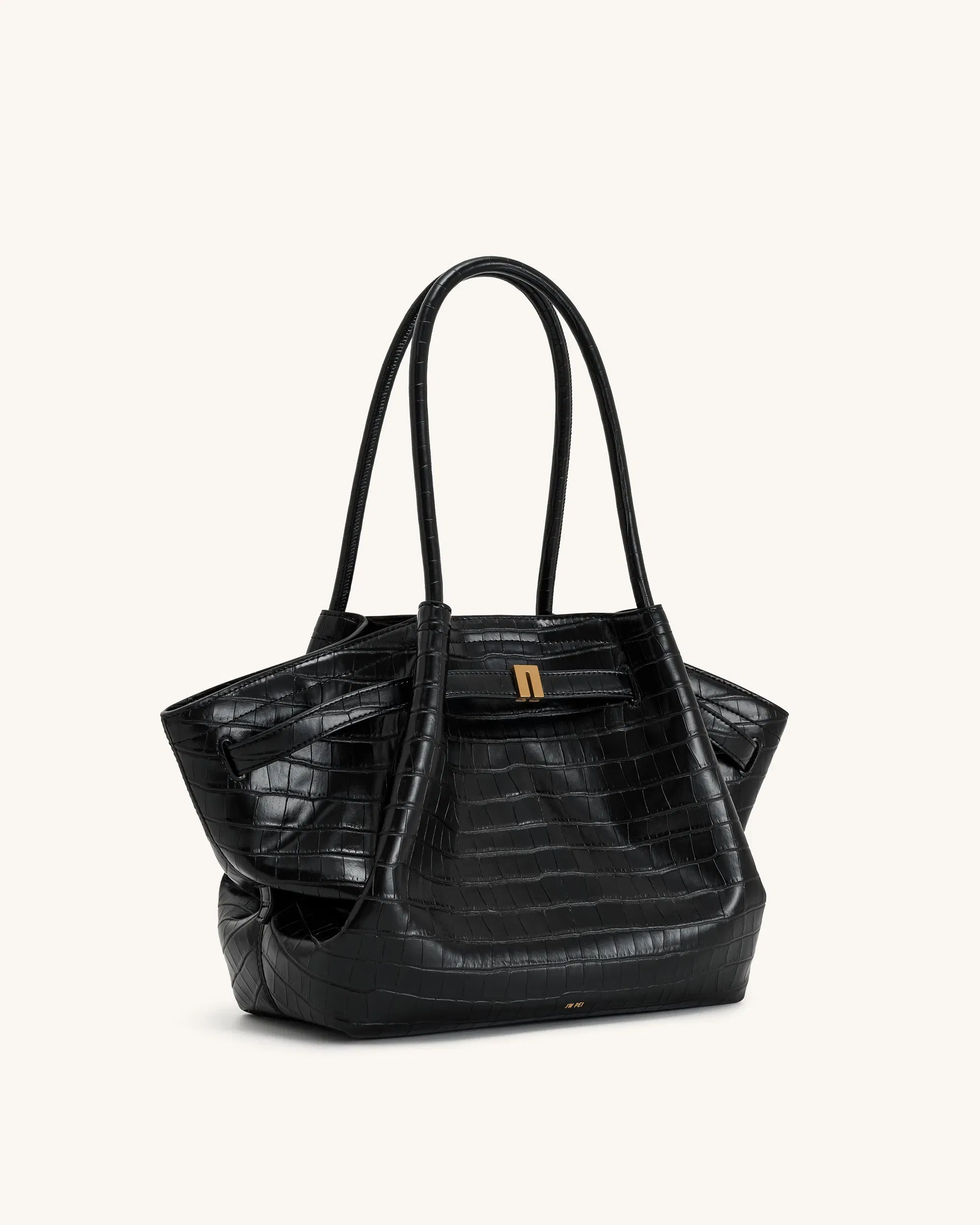JW PEI Hana Medium Tote Bag Black Croc