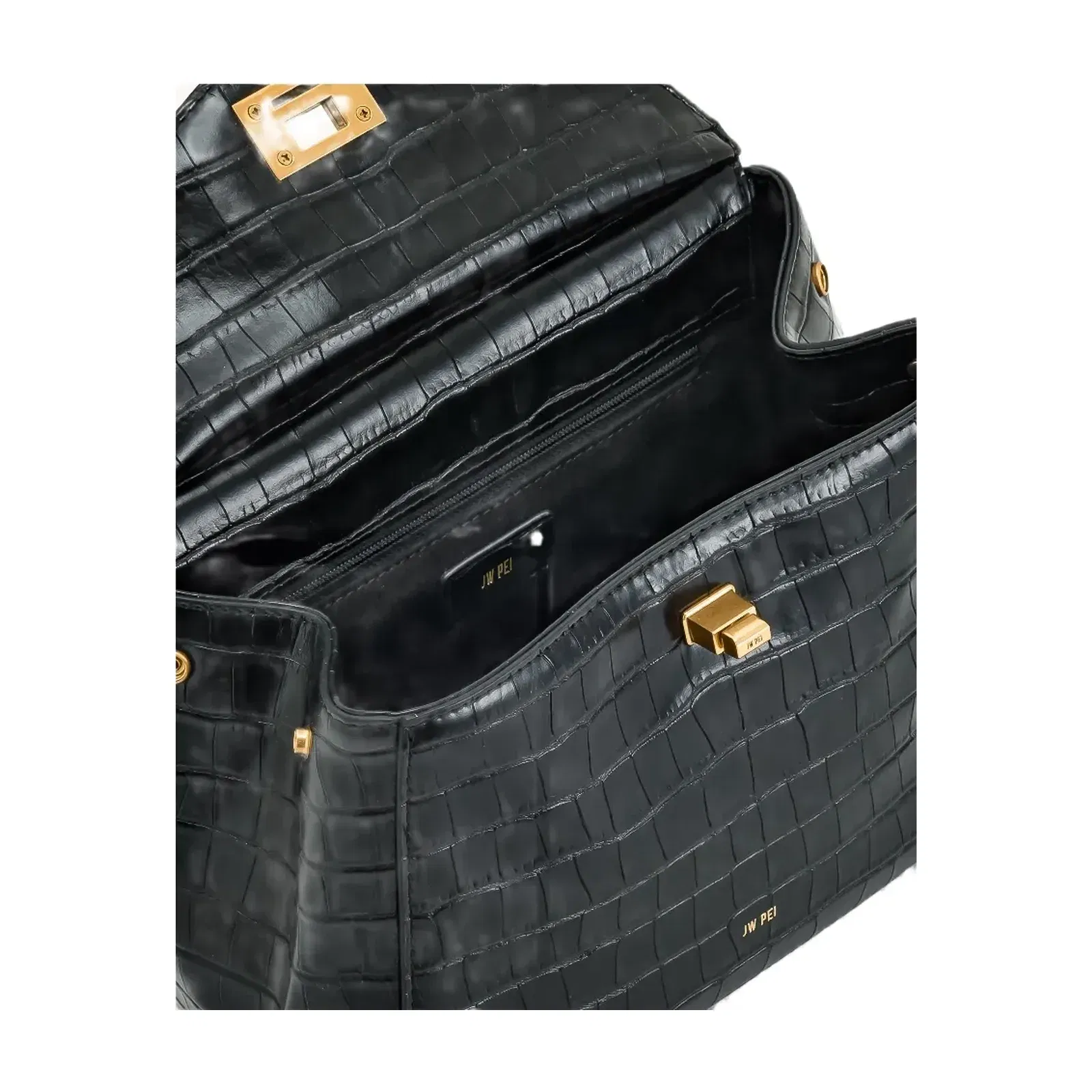 JW PEI Lucia Classic Top Handbag Black Croc