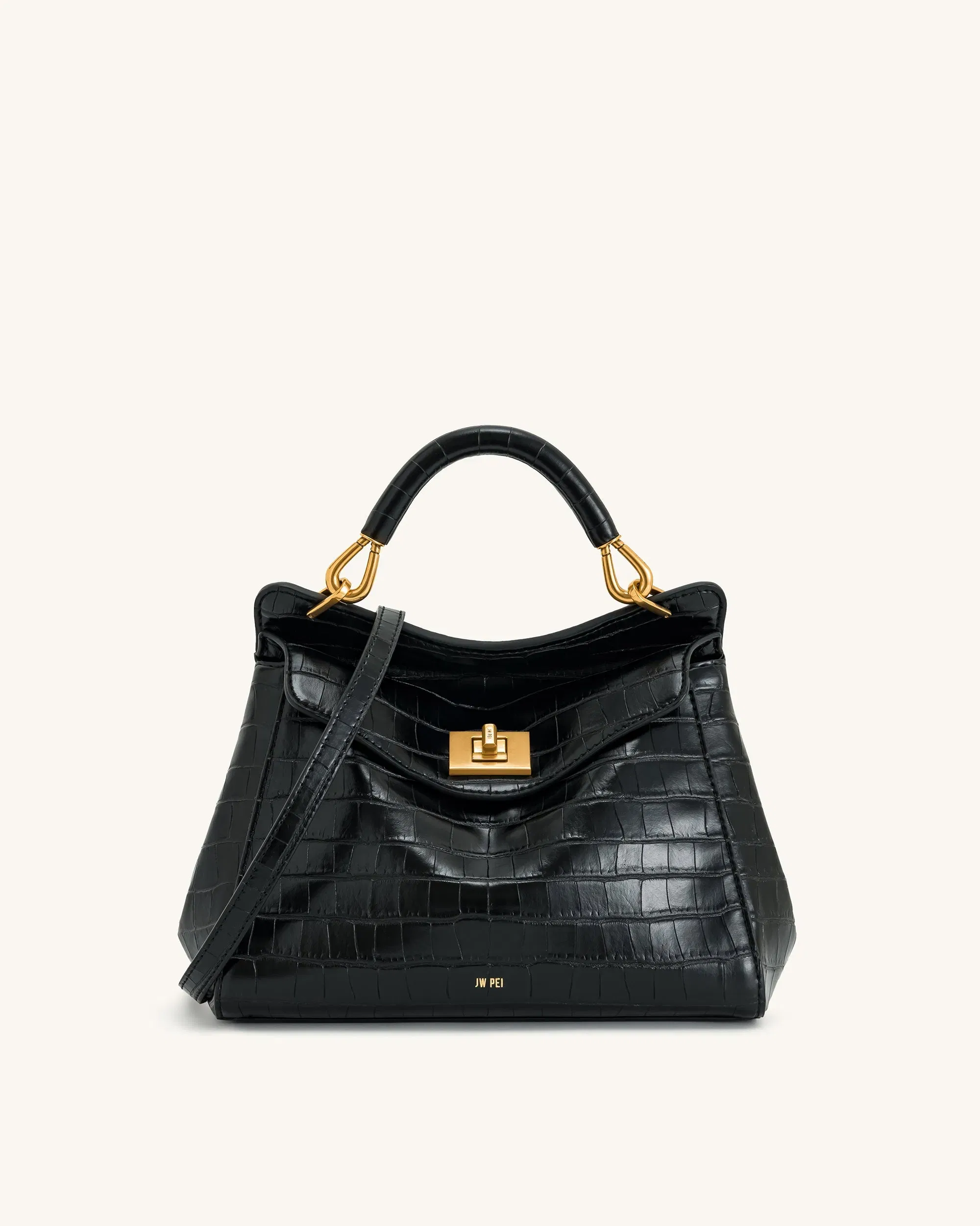 JW PEI Lucia Classic Top Handbag Black Croc