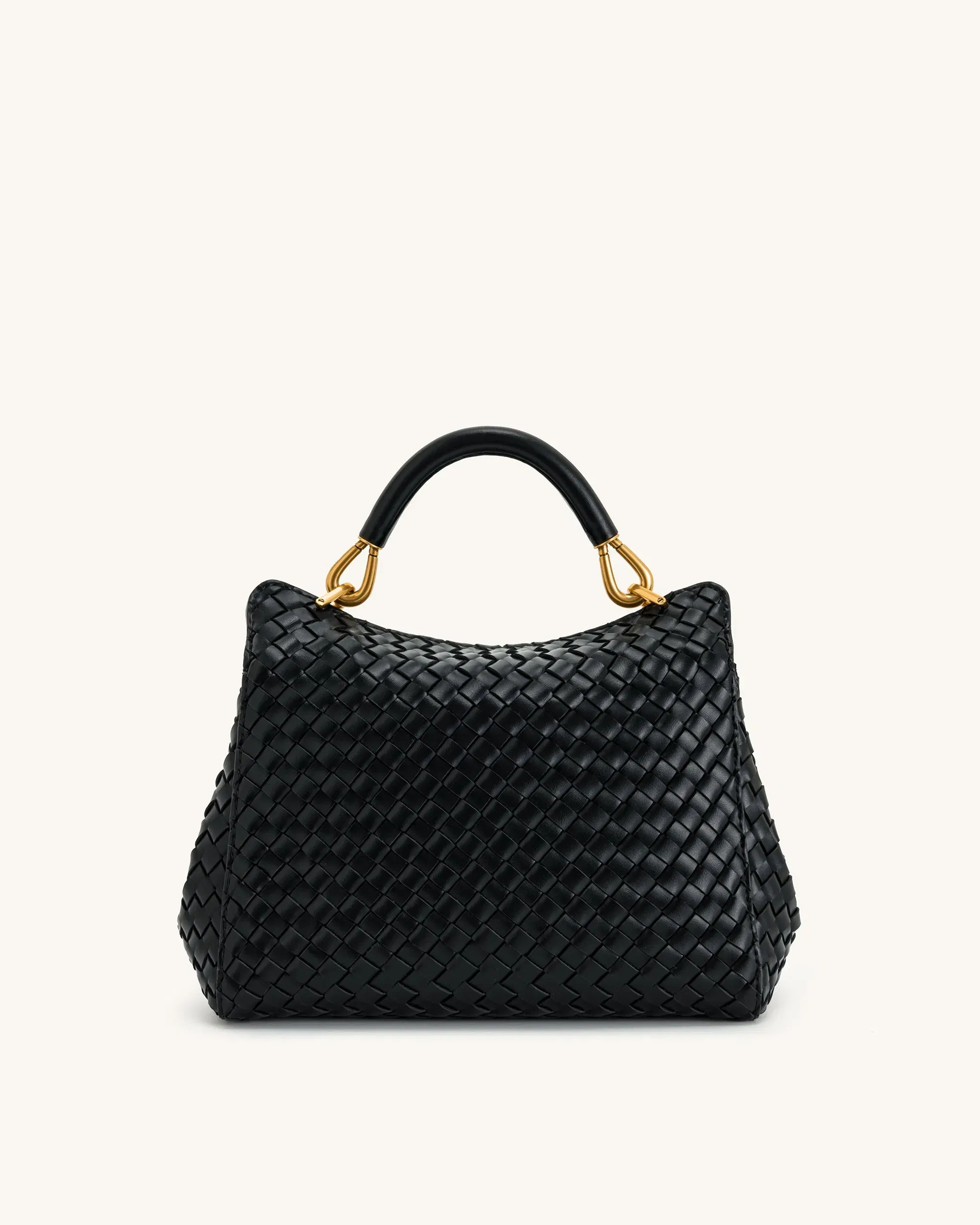 JW PEI Lucia Classic Top Handle Woven Bag Black