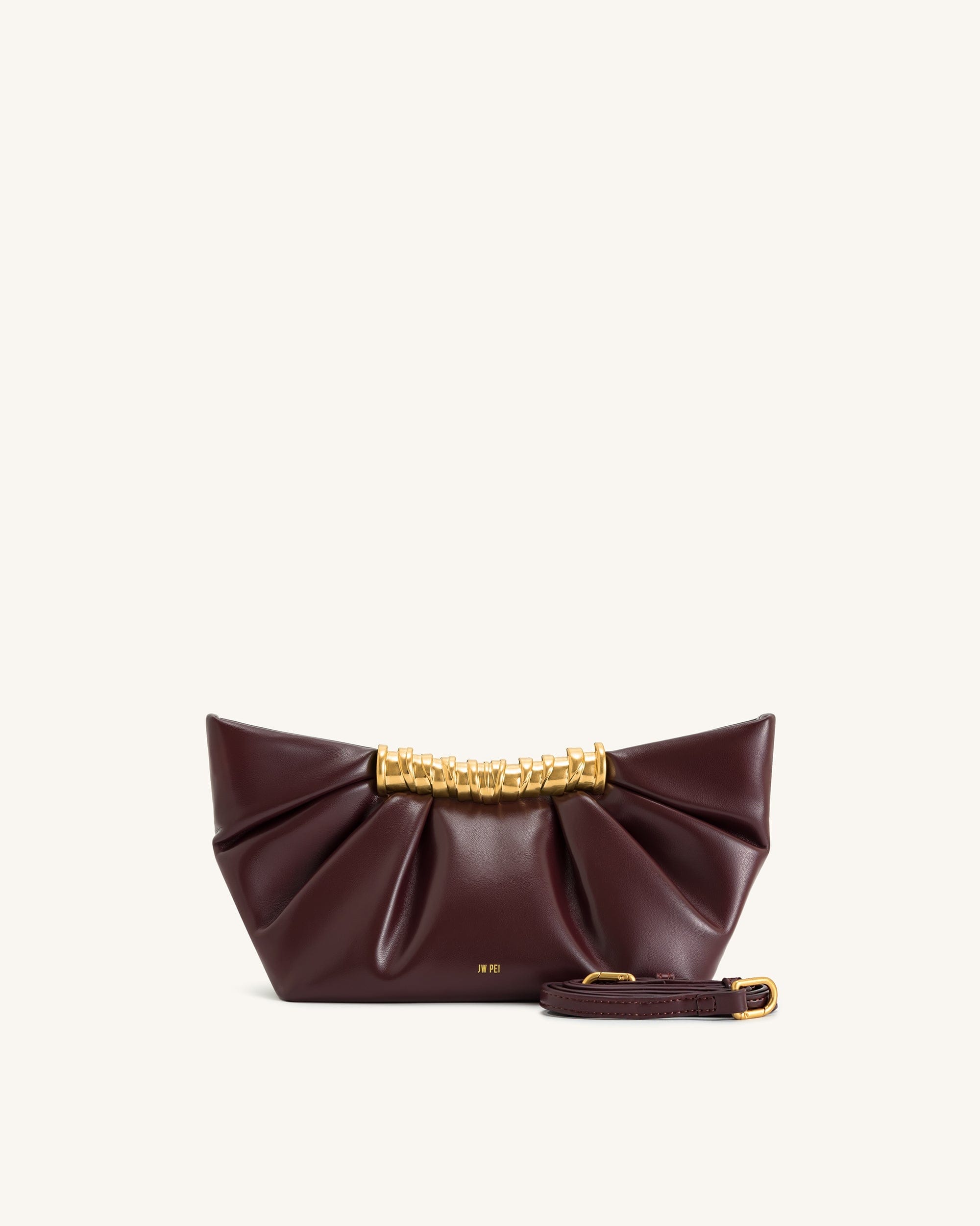 JW PEI Leia Pleated Clutch Deep Burgundy