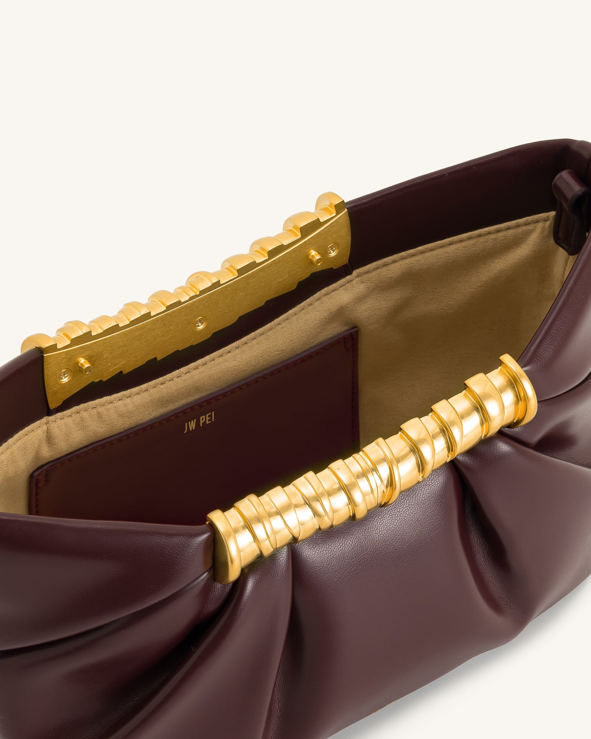 JW PEI Leia Pleated Clutch Deep Burgundy