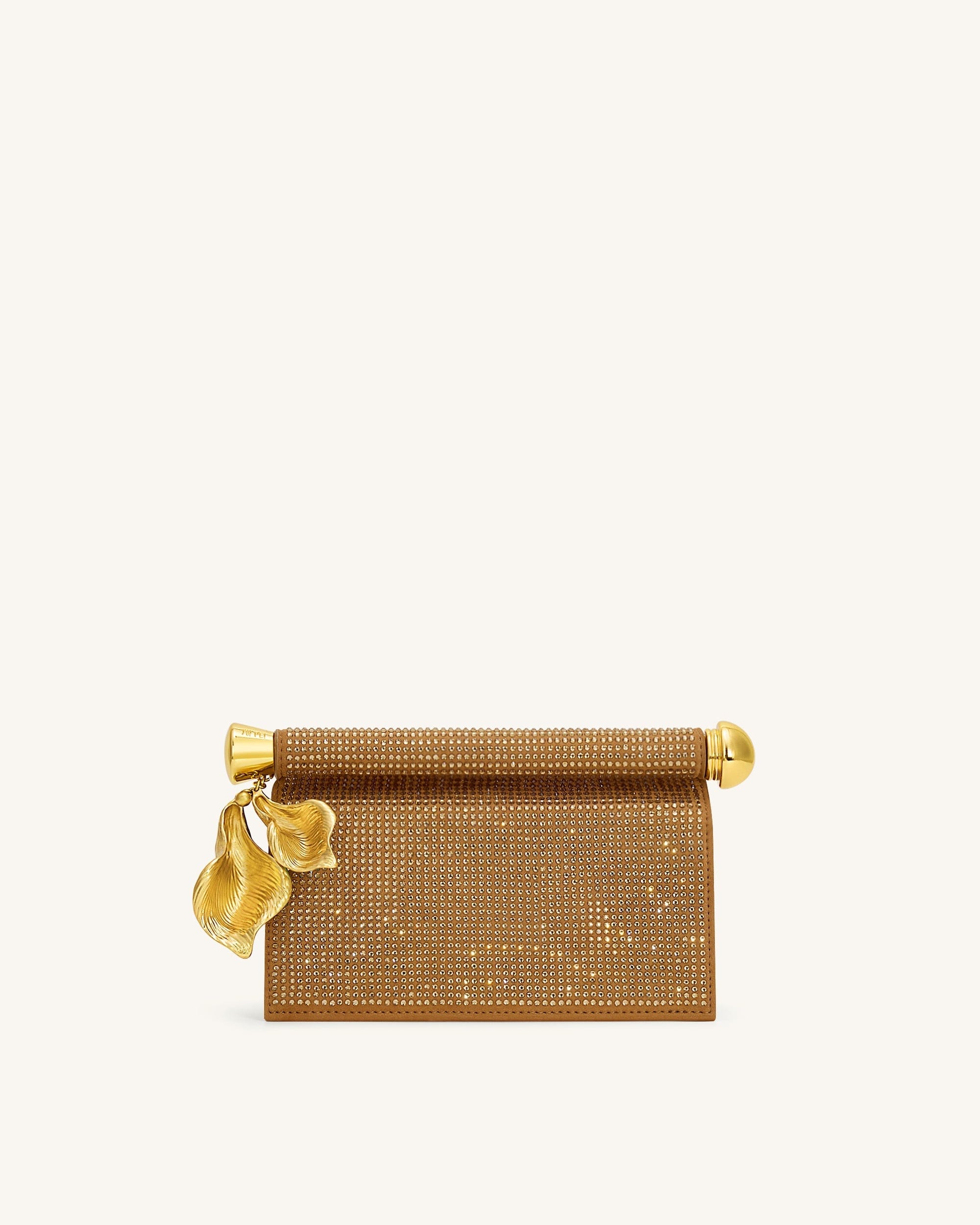 JW PEI Holly Artificial Crystal Metal Pendant Embellished Clutch Champagne