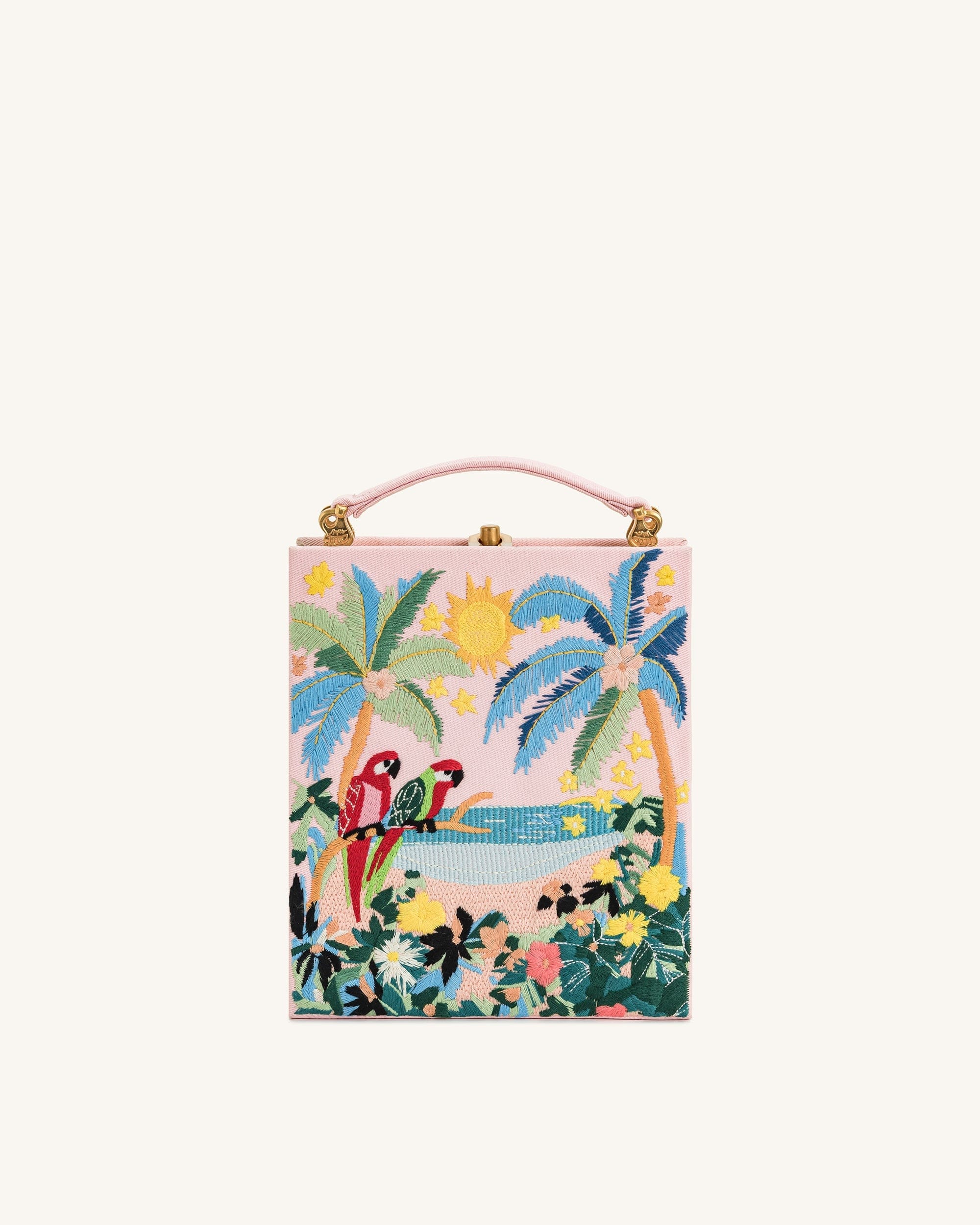 JW PEI Taya Tropical Parrot Pattern Book Shape Clutch Bag Pink