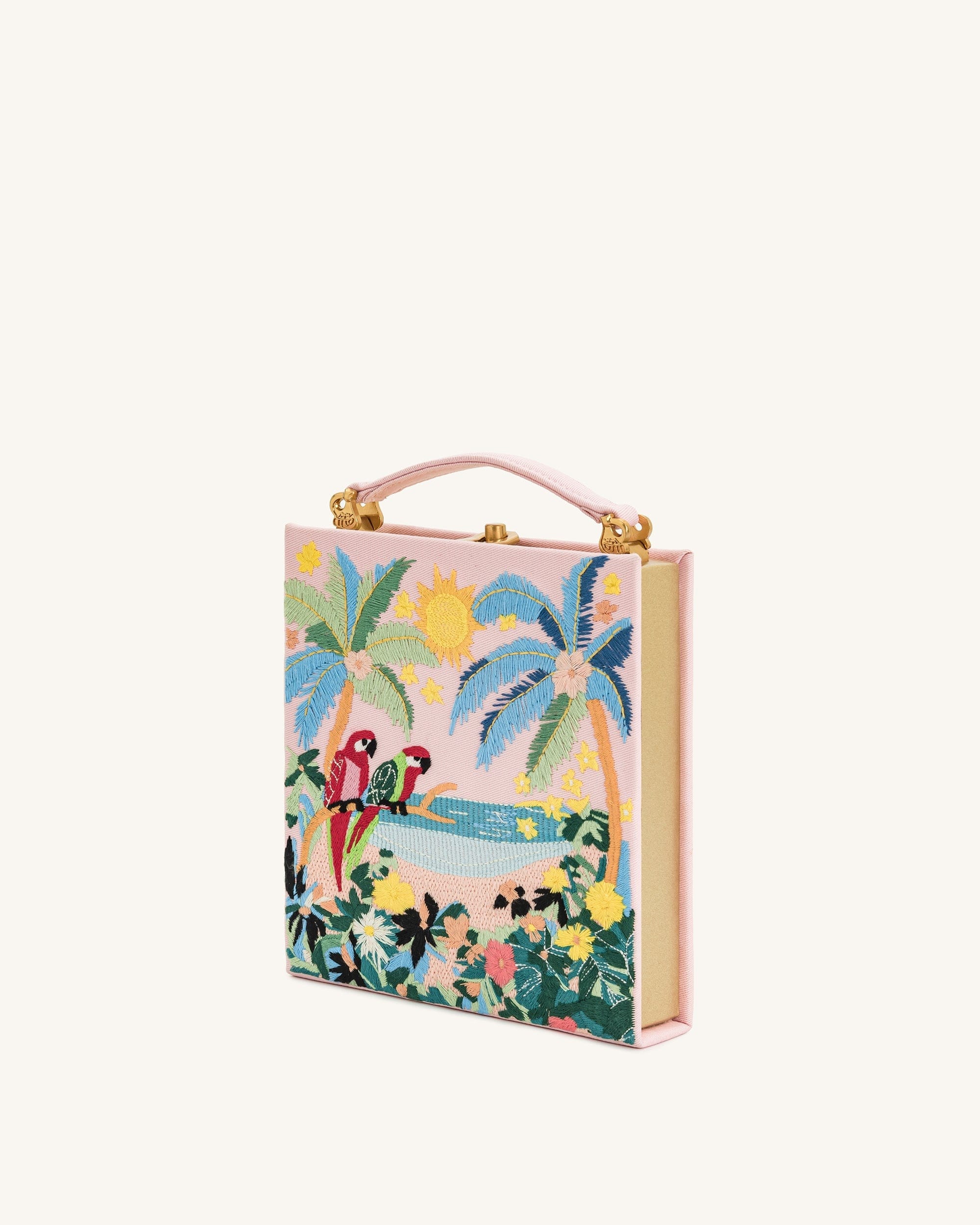 JW PEI Taya Tropical Parrot Pattern Book Shape Clutch Bag Pink