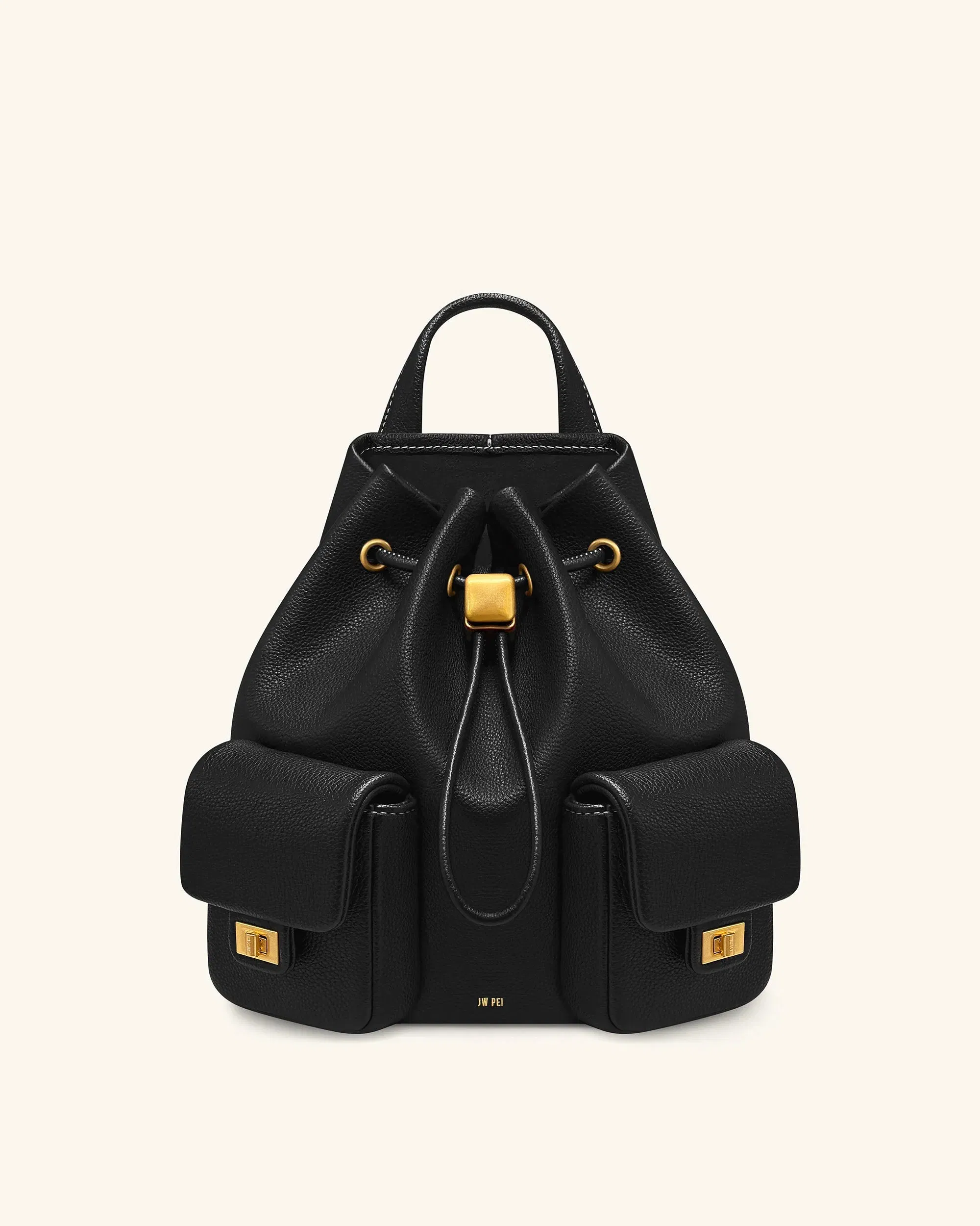 JW PEI Avery Pebbled Drawstring Utility Backpack – Black