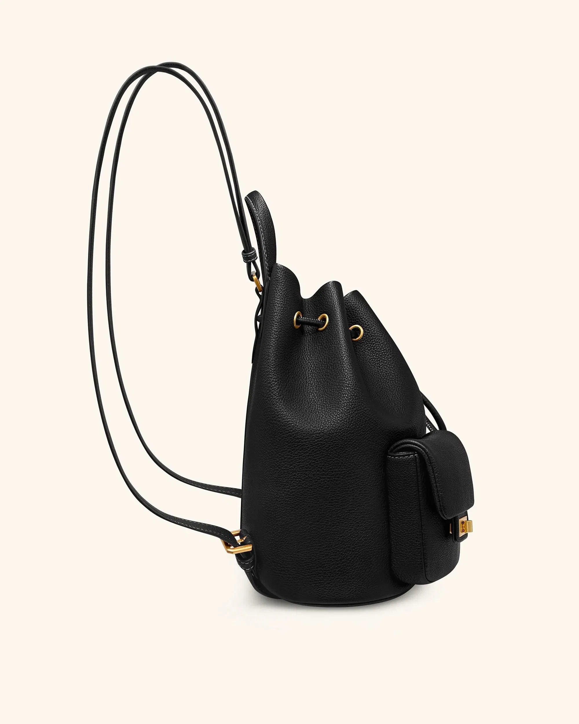 JW PEI Avery Pebbled Drawstring Utility Backpack – Black
