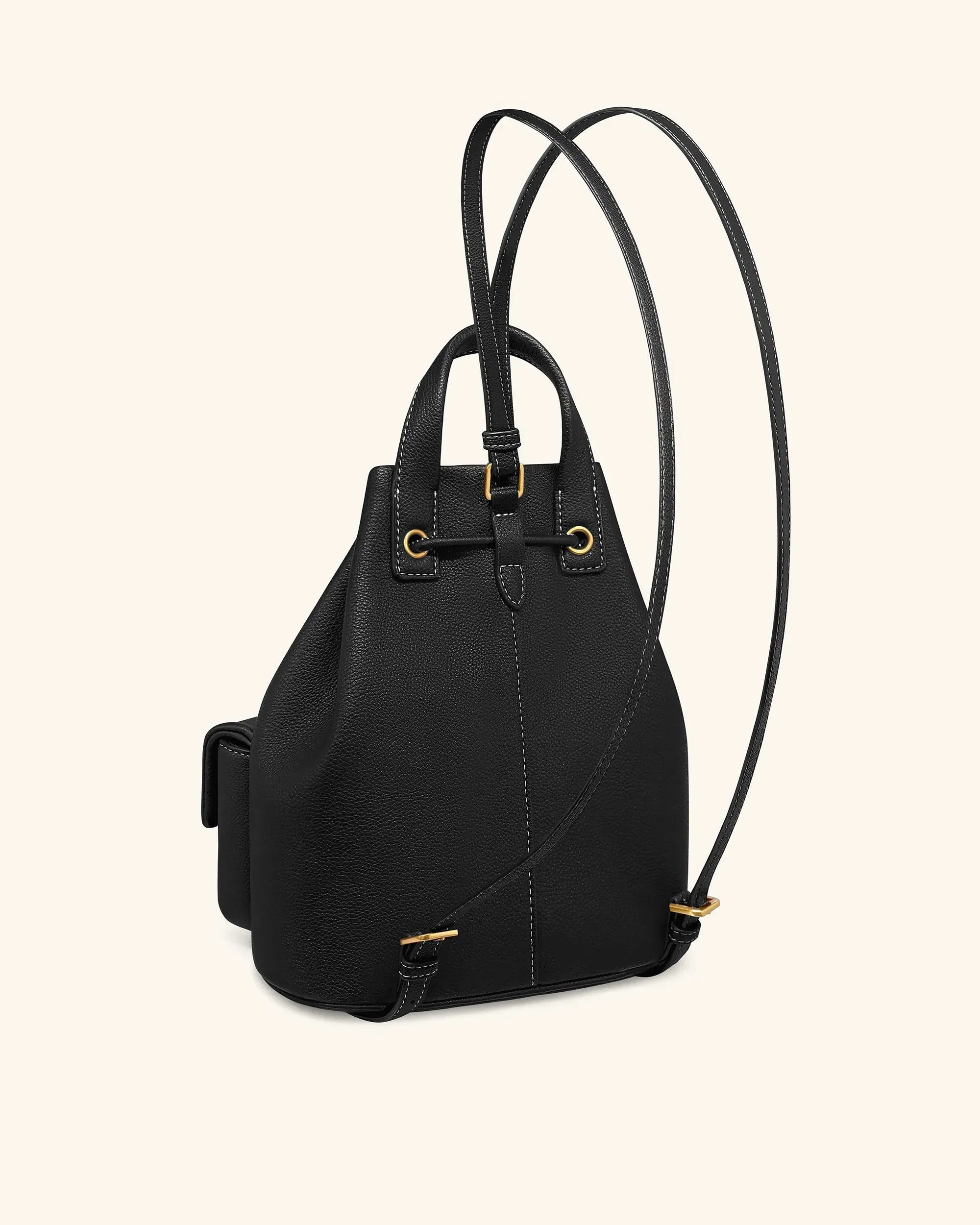 JW PEI Avery Pebbled Drawstring Utility Backpack – Black