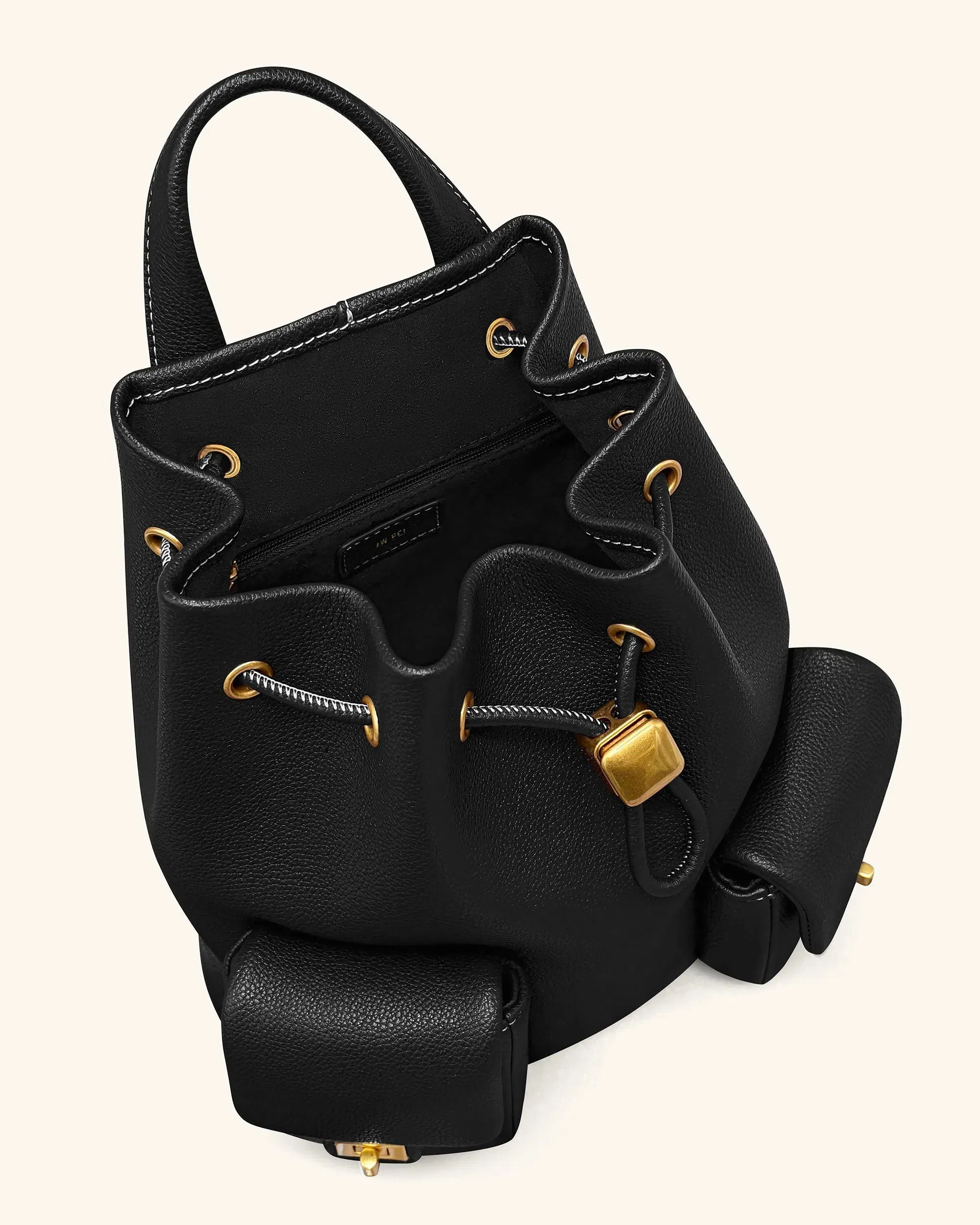 JW PEI Avery Pebbled Drawstring Utility Backpack – Black