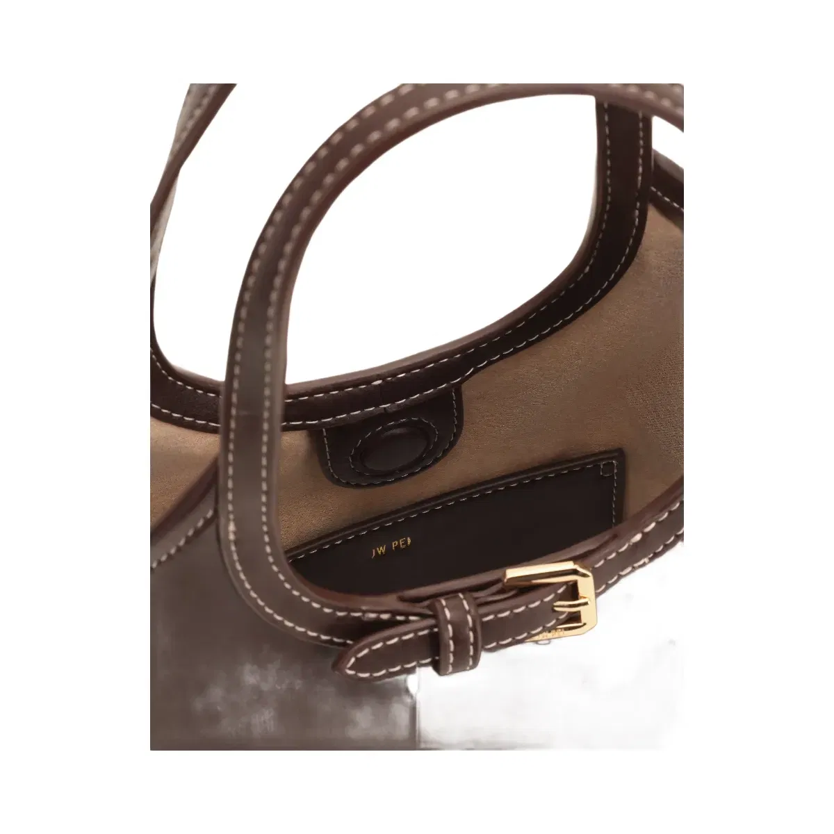 JW PEI Brooke Mini Belted Embellished Top Handle Bag Dark Brown