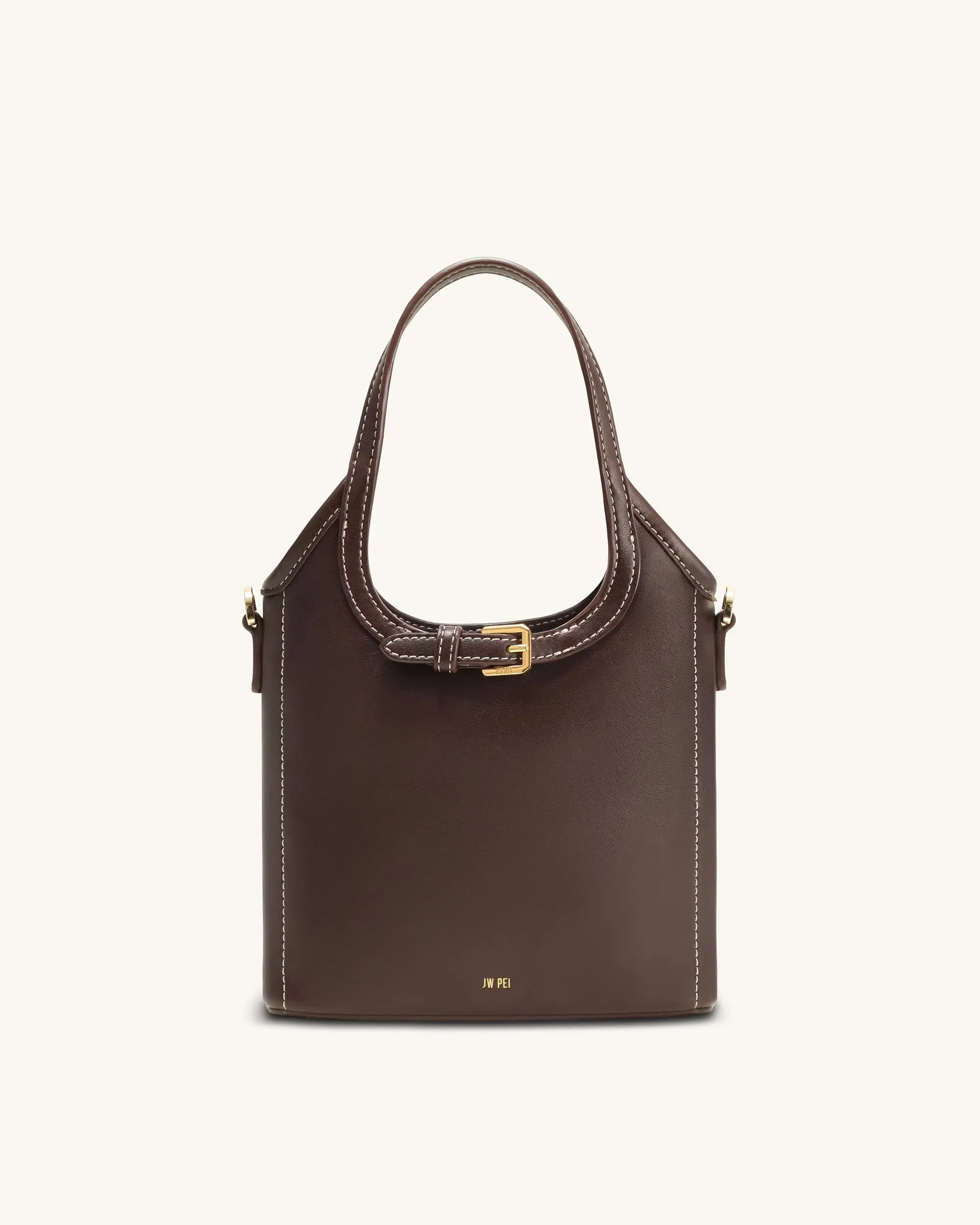 JW PEI Brooke Mini Belted Embellished Top Handle Bag Dark Brown