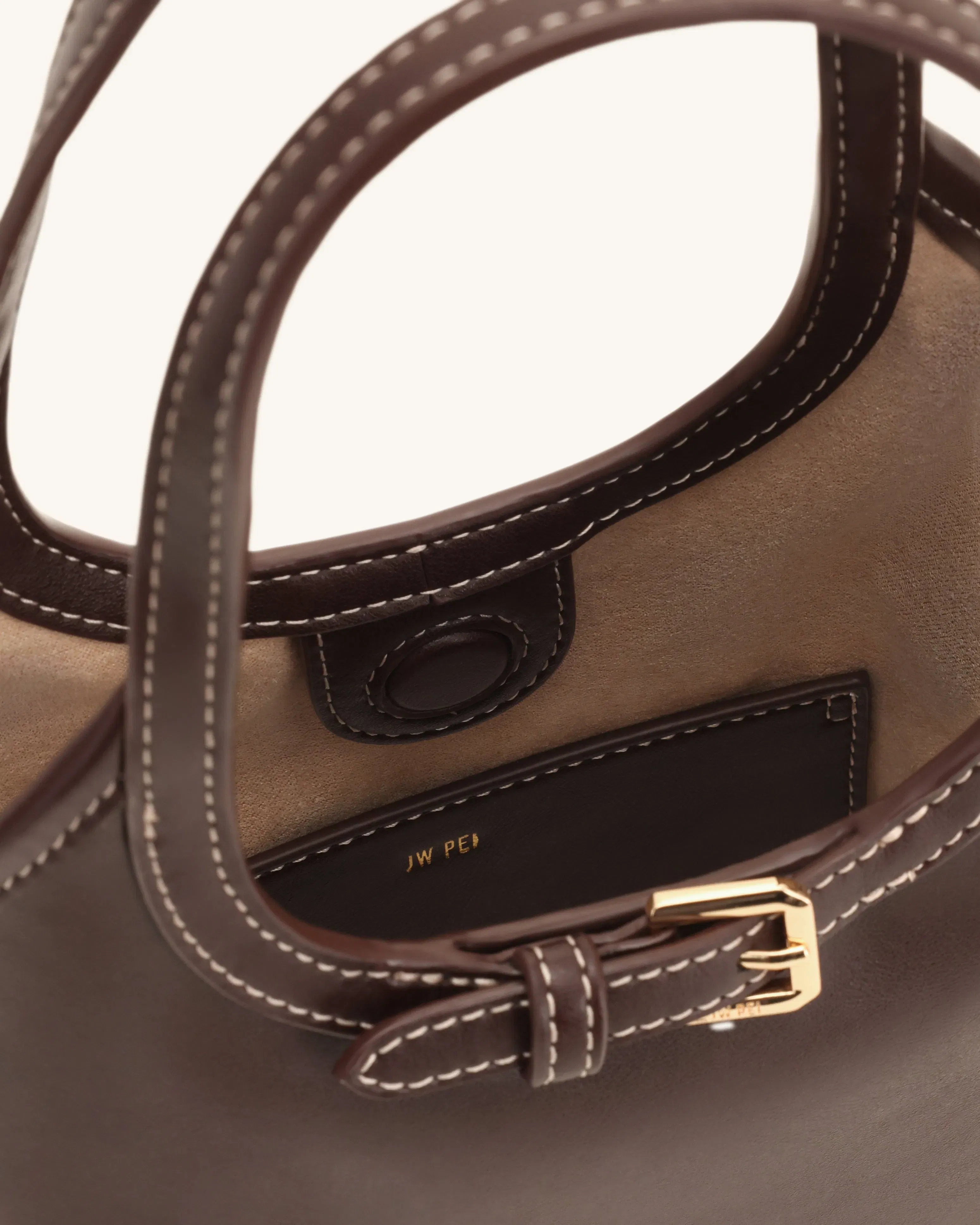 JW PEI Brooke Mini Belted Embellished Top Handle Bag Dark Brown