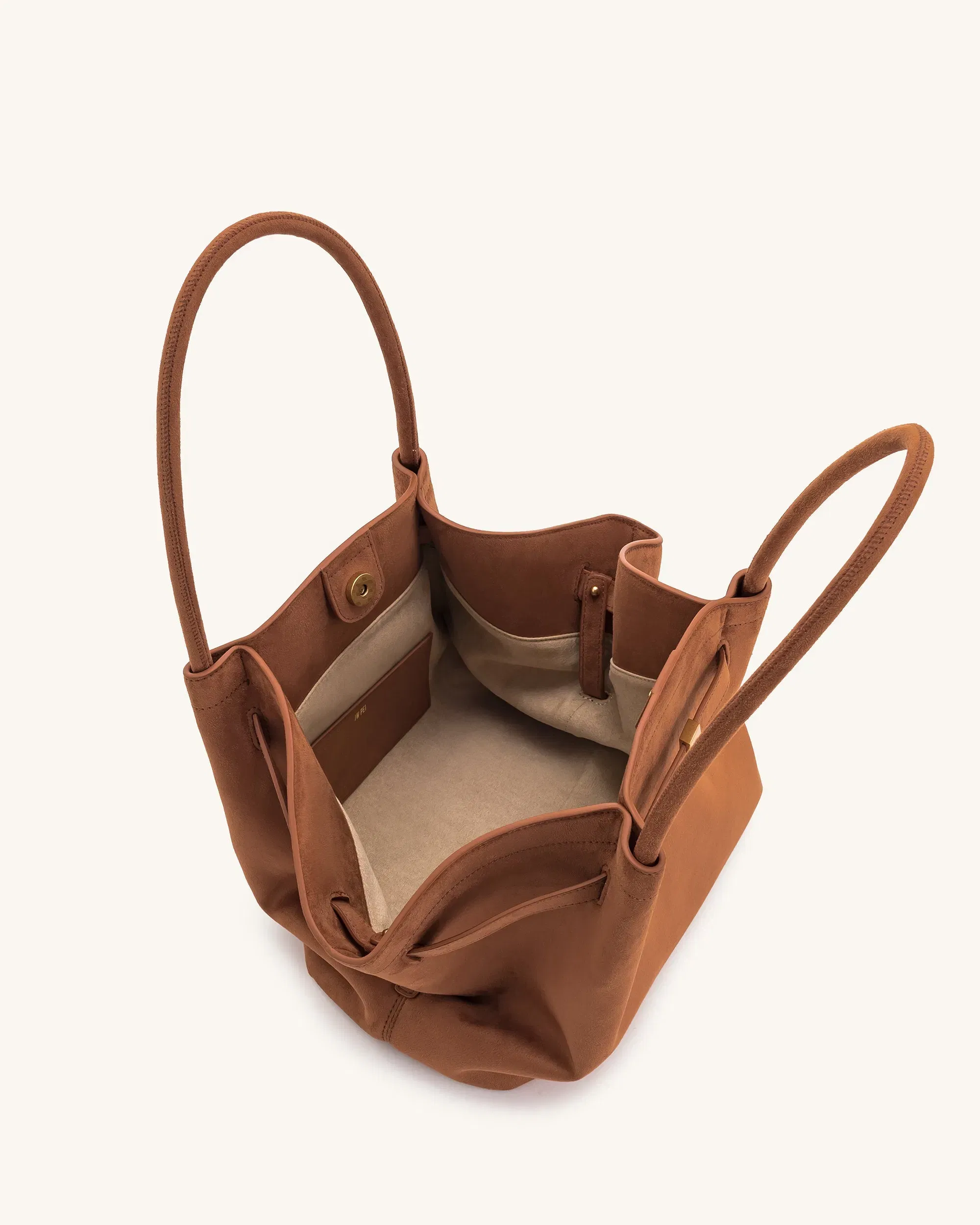 JW PEI Hana Medium Faux Suede Tote Bag Brown