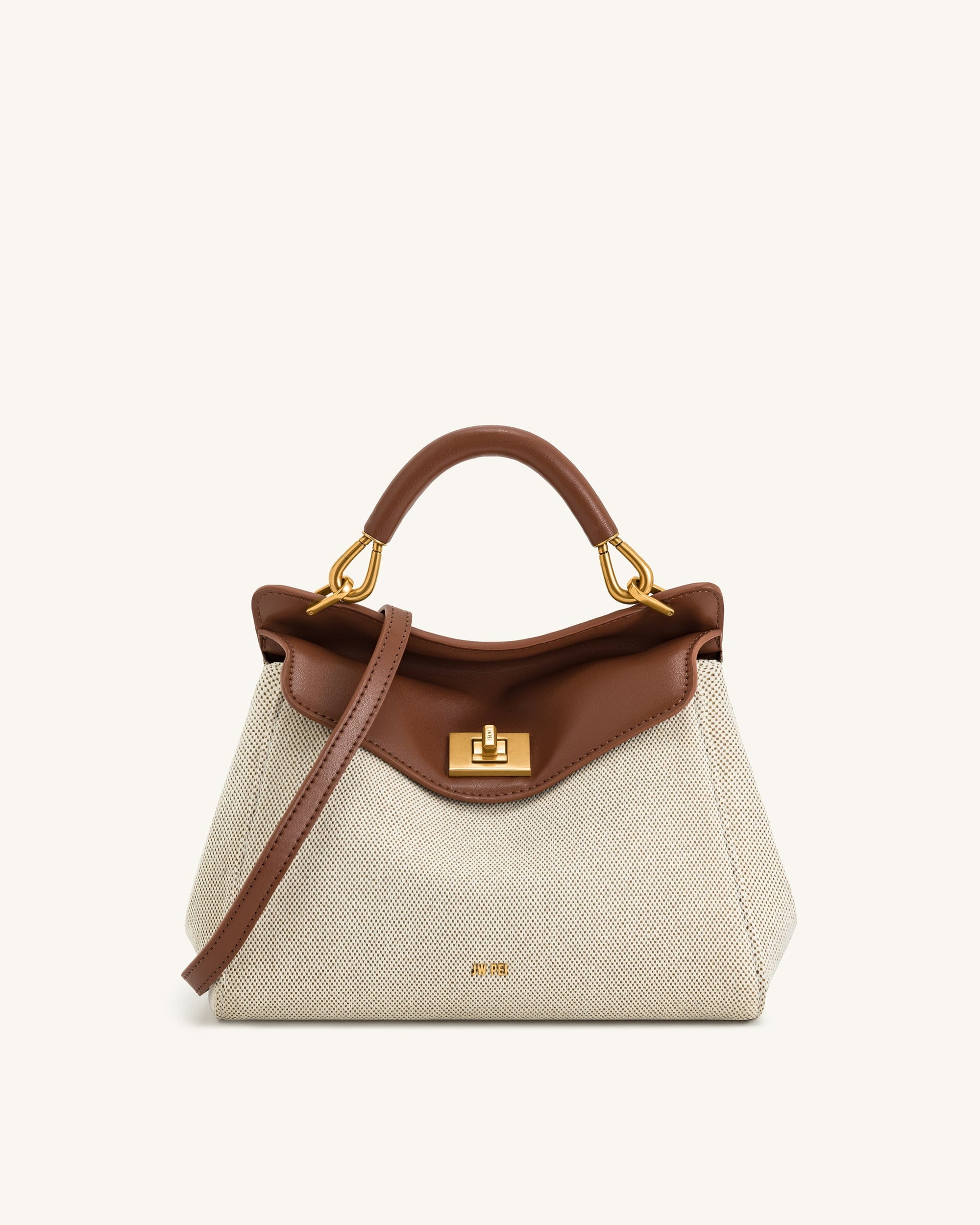 JW PEI Lucia Classic Top Handbag Brown Canvas