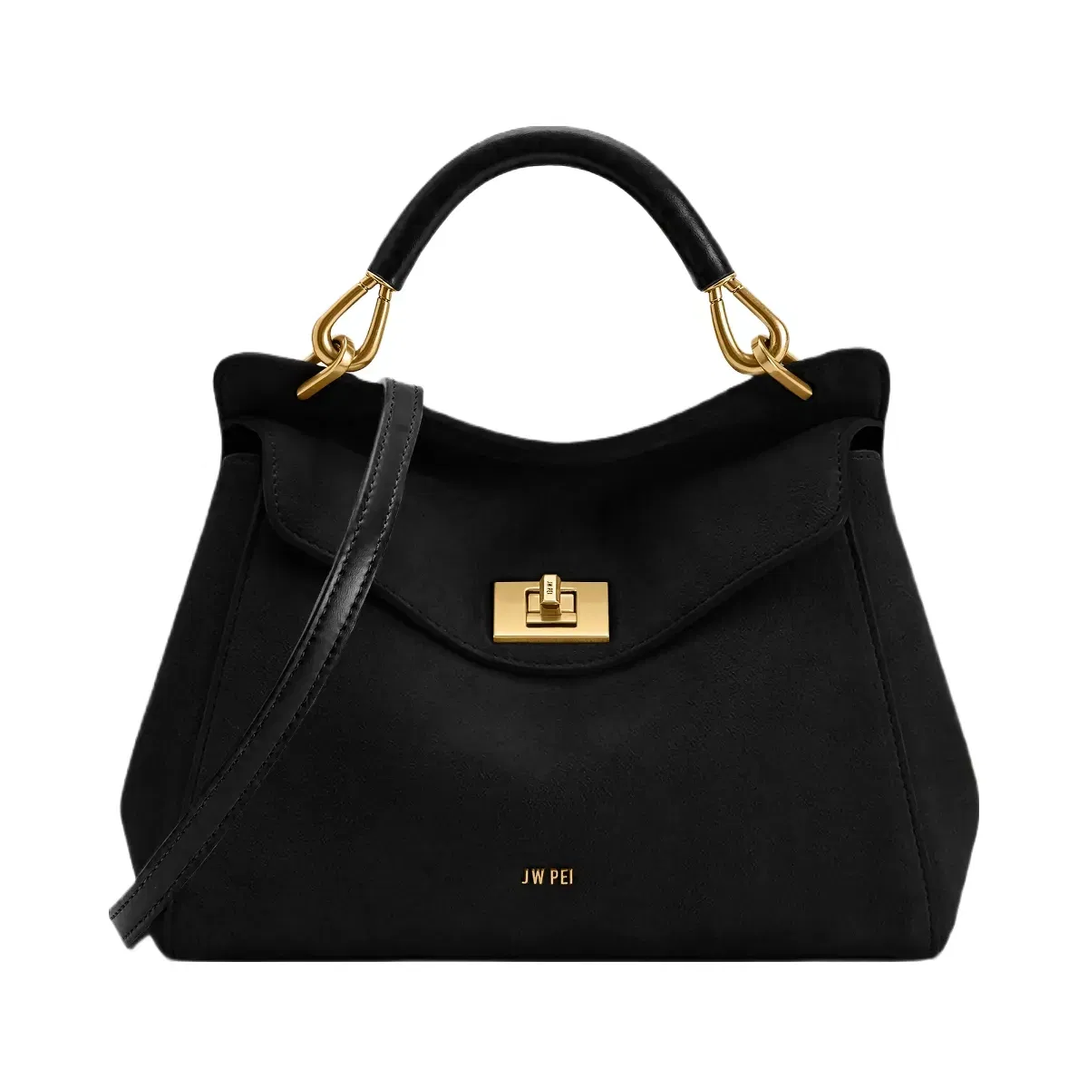 JW PEI Lucia Classic Faux Suede Top Handle Bag Black