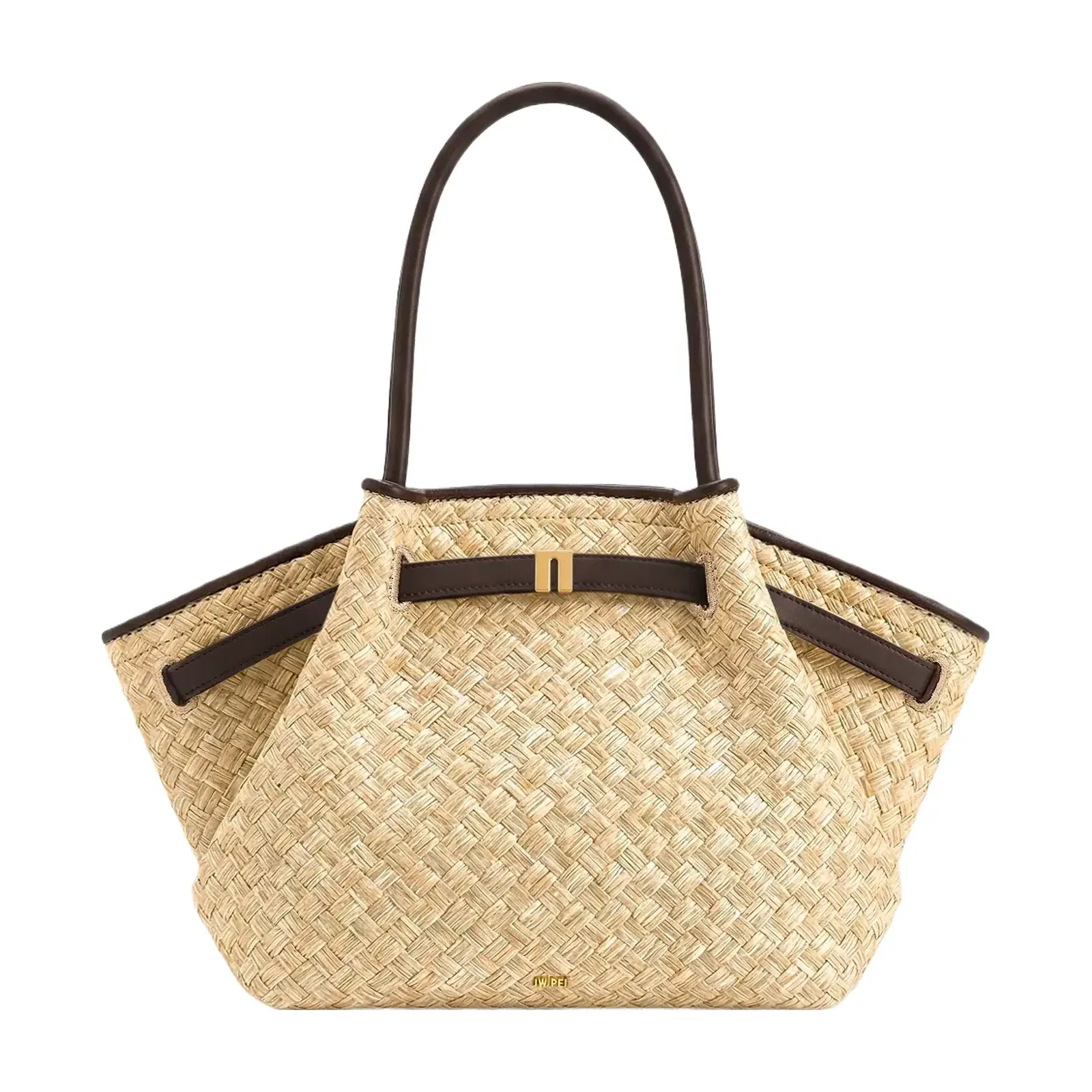 JW PEI Hana Medium Faux Straw Tote Bag Brown