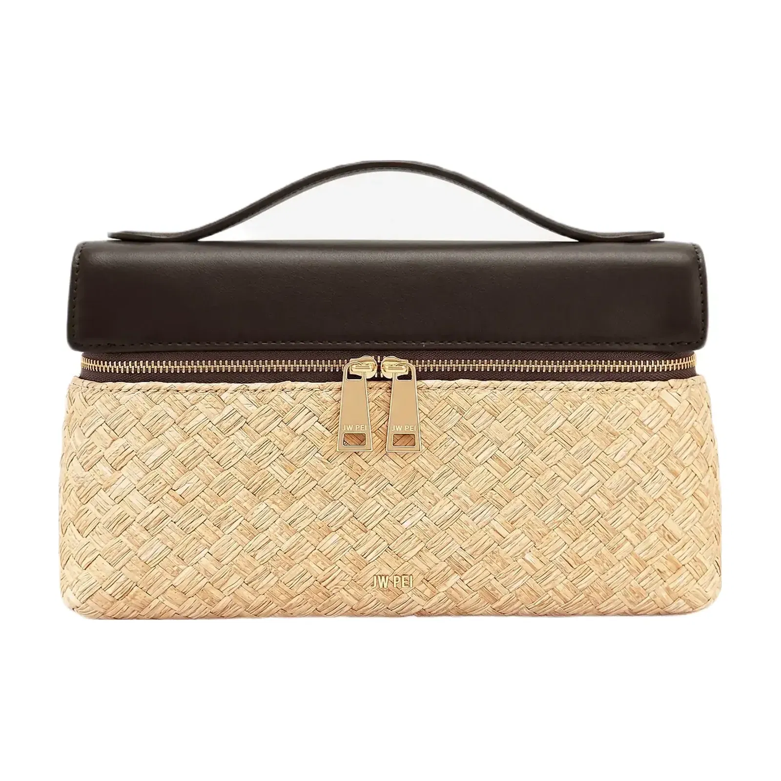 JW PEI Thea Faux Straw Top Handle Bag Brown