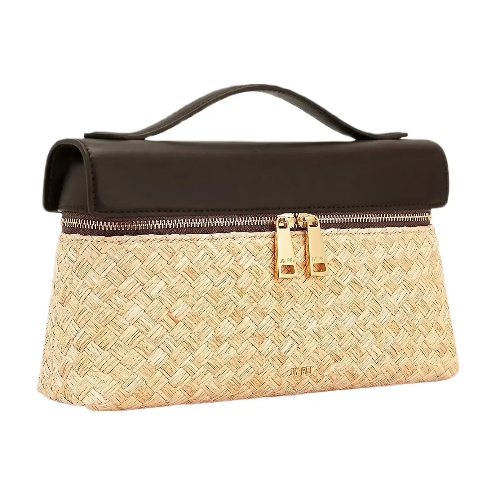 JW PEI Thea Faux Straw Top Handle Bag Brown