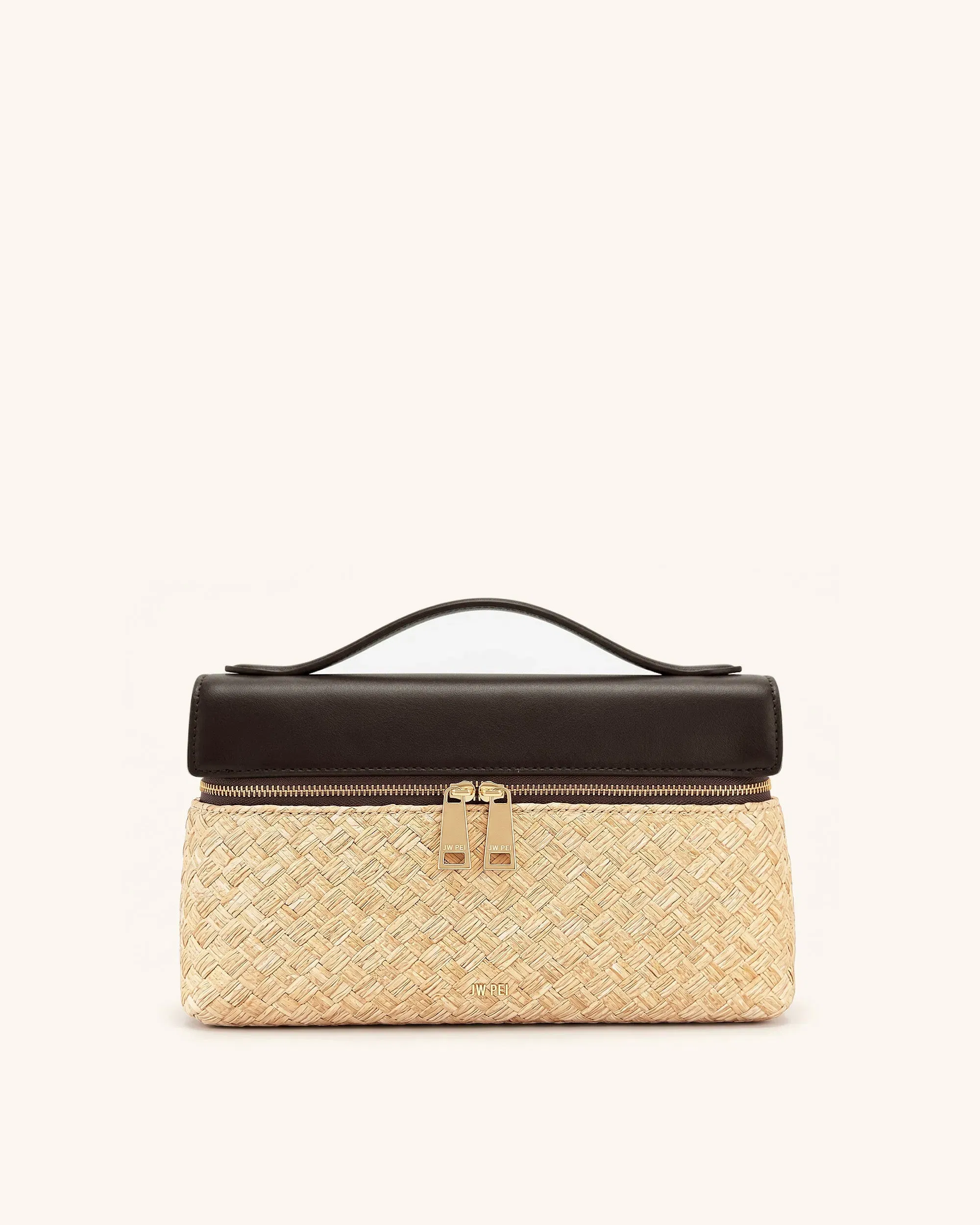 JW PEI Thea Faux Straw Top Handle Bag Brown