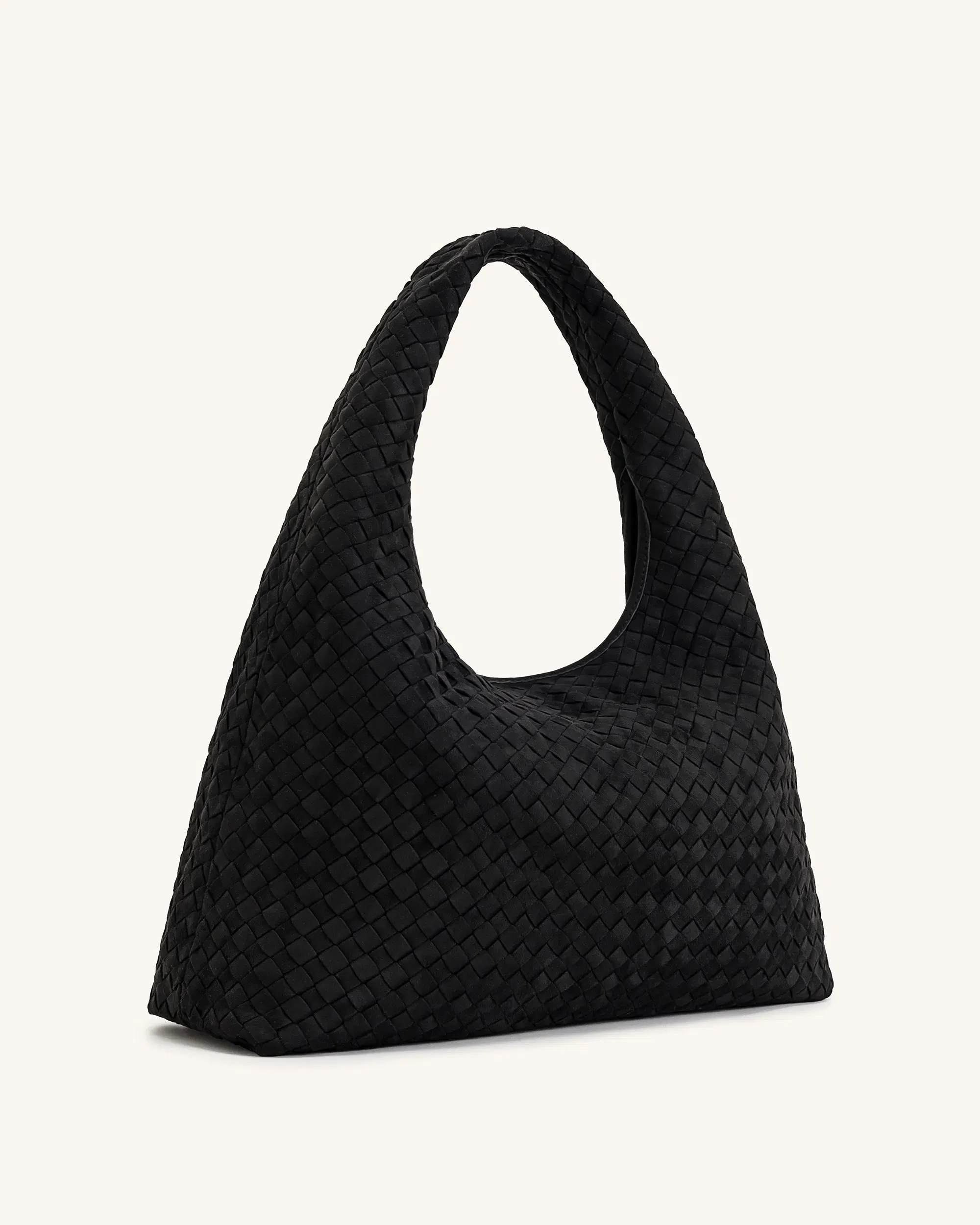JW PEI Laura Faux Suede Woven Shoulder Bag Black