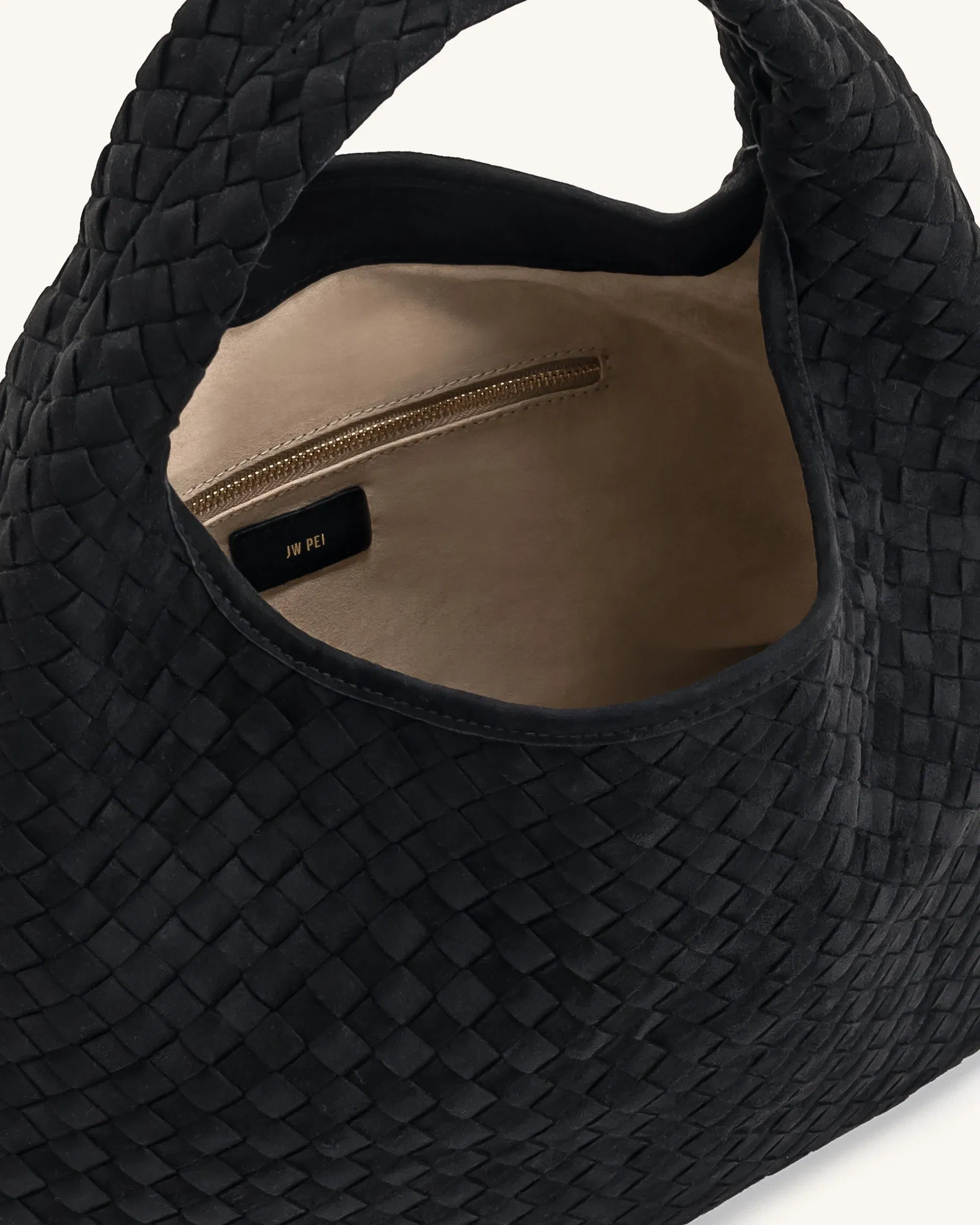 JW PEI Laura Faux Suede Woven Shoulder Bag Black