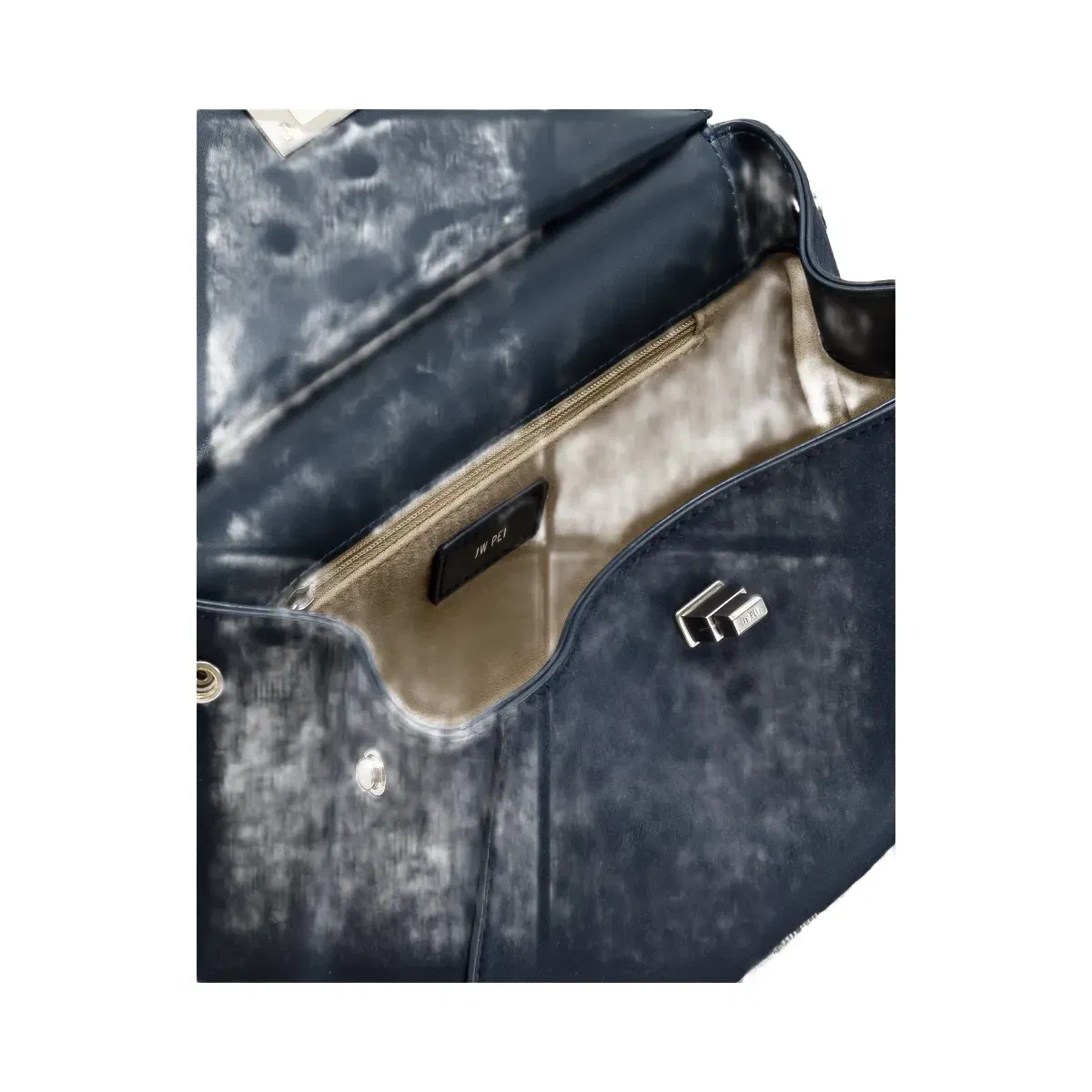 JW PEI Lucia Classic Faux Suede Top Handle Bag Navy Blue