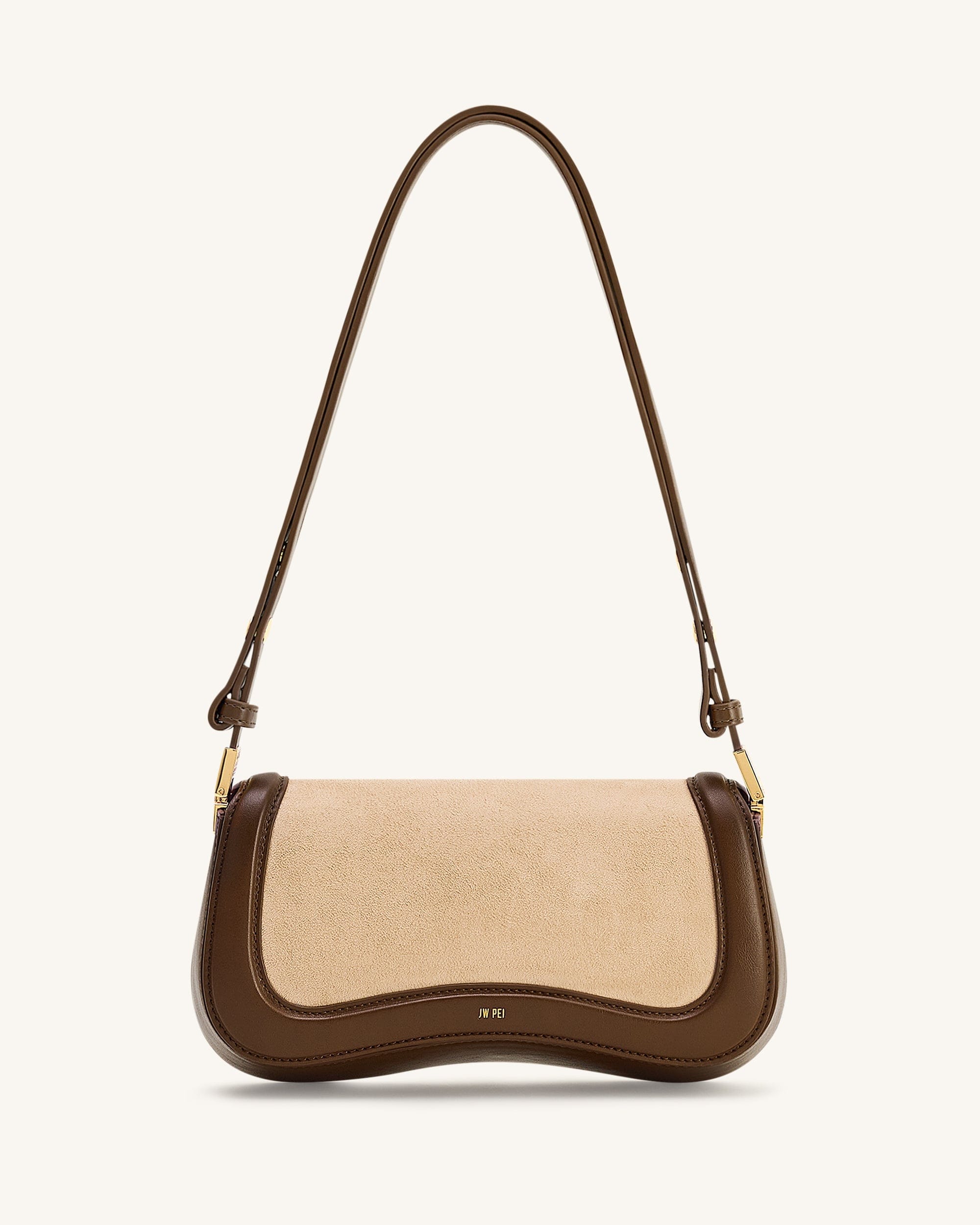 JW PEI Joy Faux Suede Shoulder Bag Khaki Brown