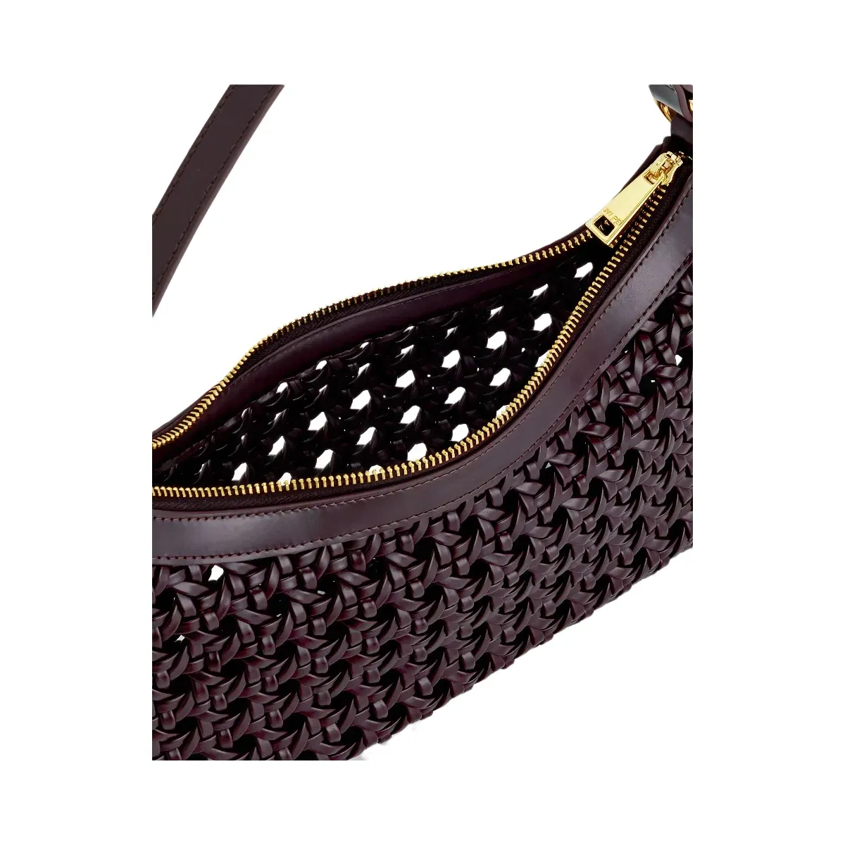 JW PEI Lily Faux Bamboo Woven Shoulder Bag Deep Claret
