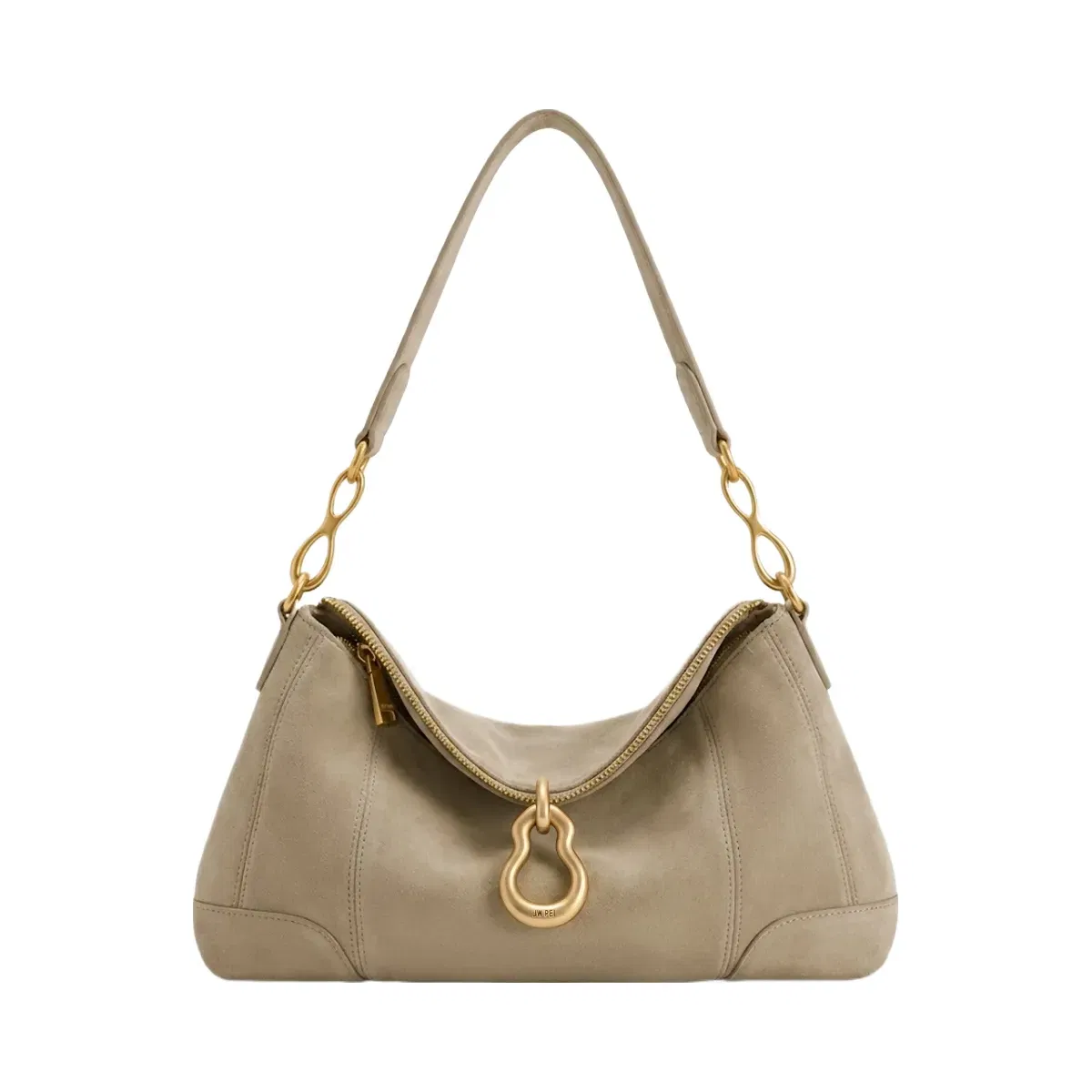 JW PEI Jayla Faux Suede Metal Pendant Embellished Shoulder Bag Grey