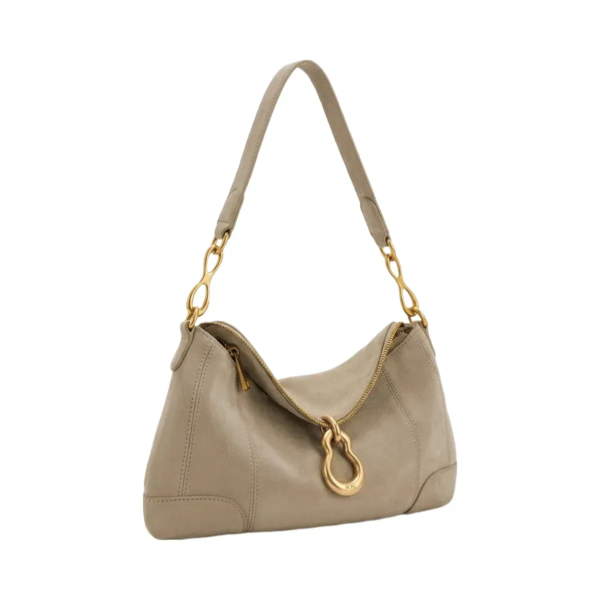 JW PEI Jayla Faux Suede Metal Pendant Embellished Shoulder Bag Grey