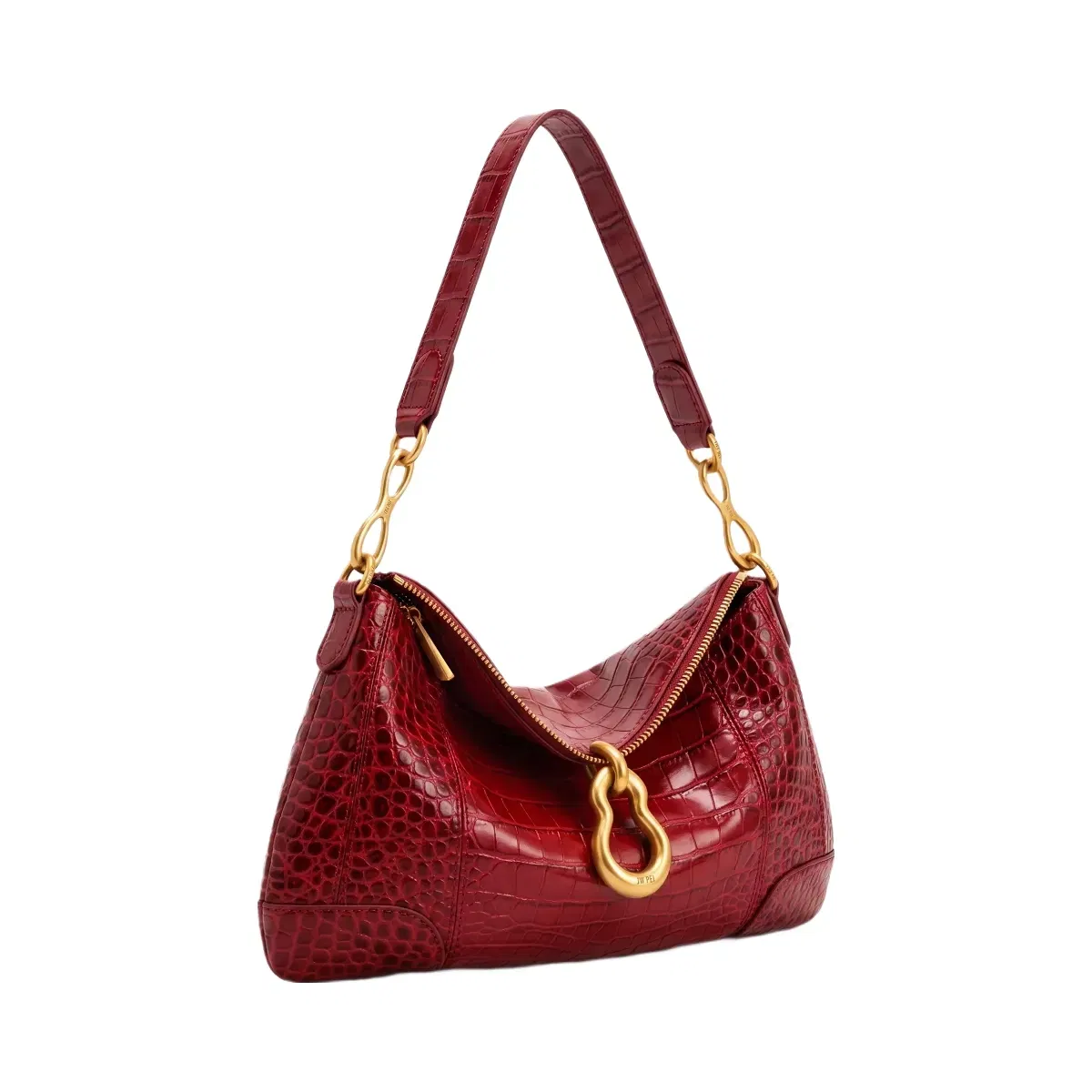 JW PEI Jayla Metal Pendant Embellished Shoulder Bag Red Croc