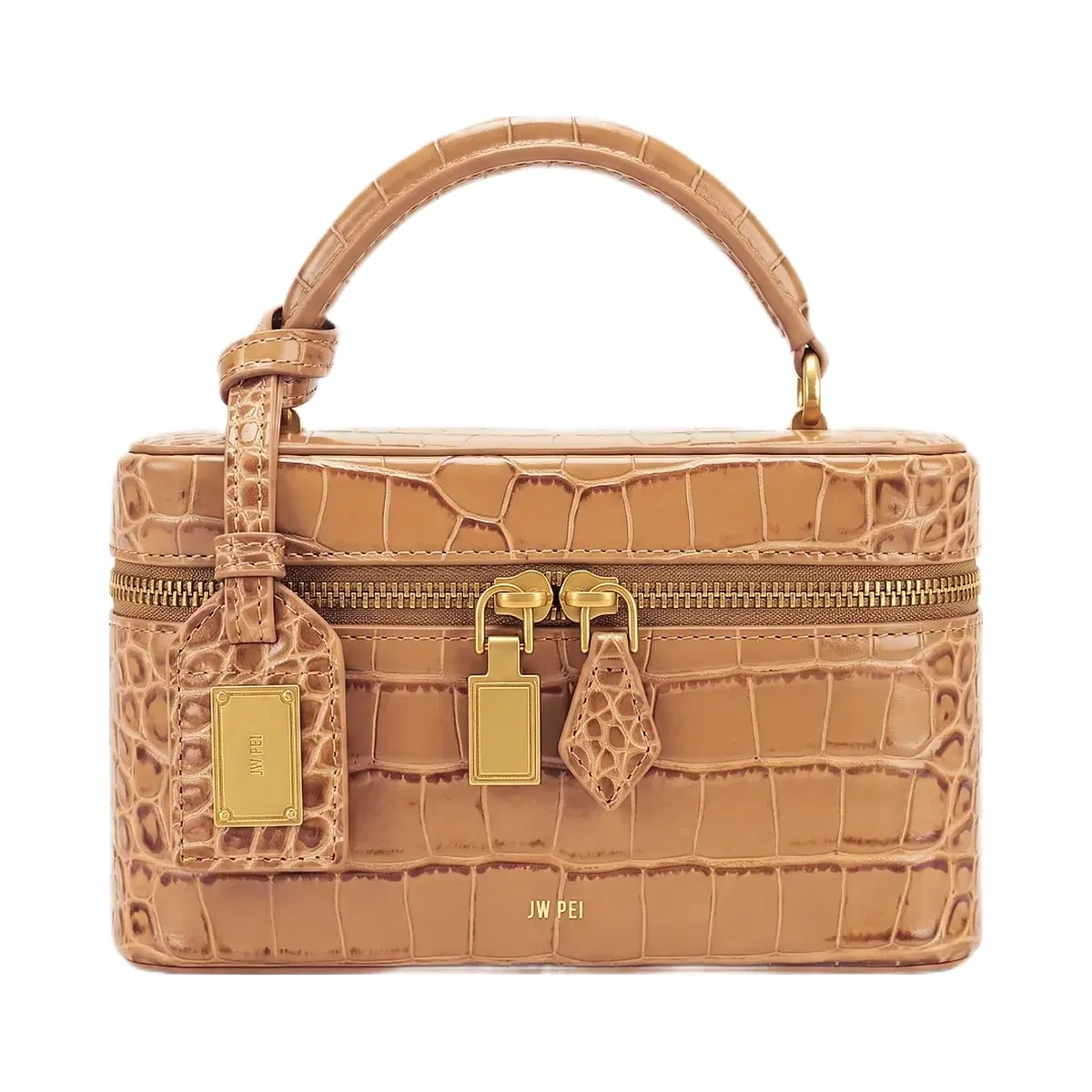 JW PEI Cleo Box Shape Top Handle Bag Brown Croc