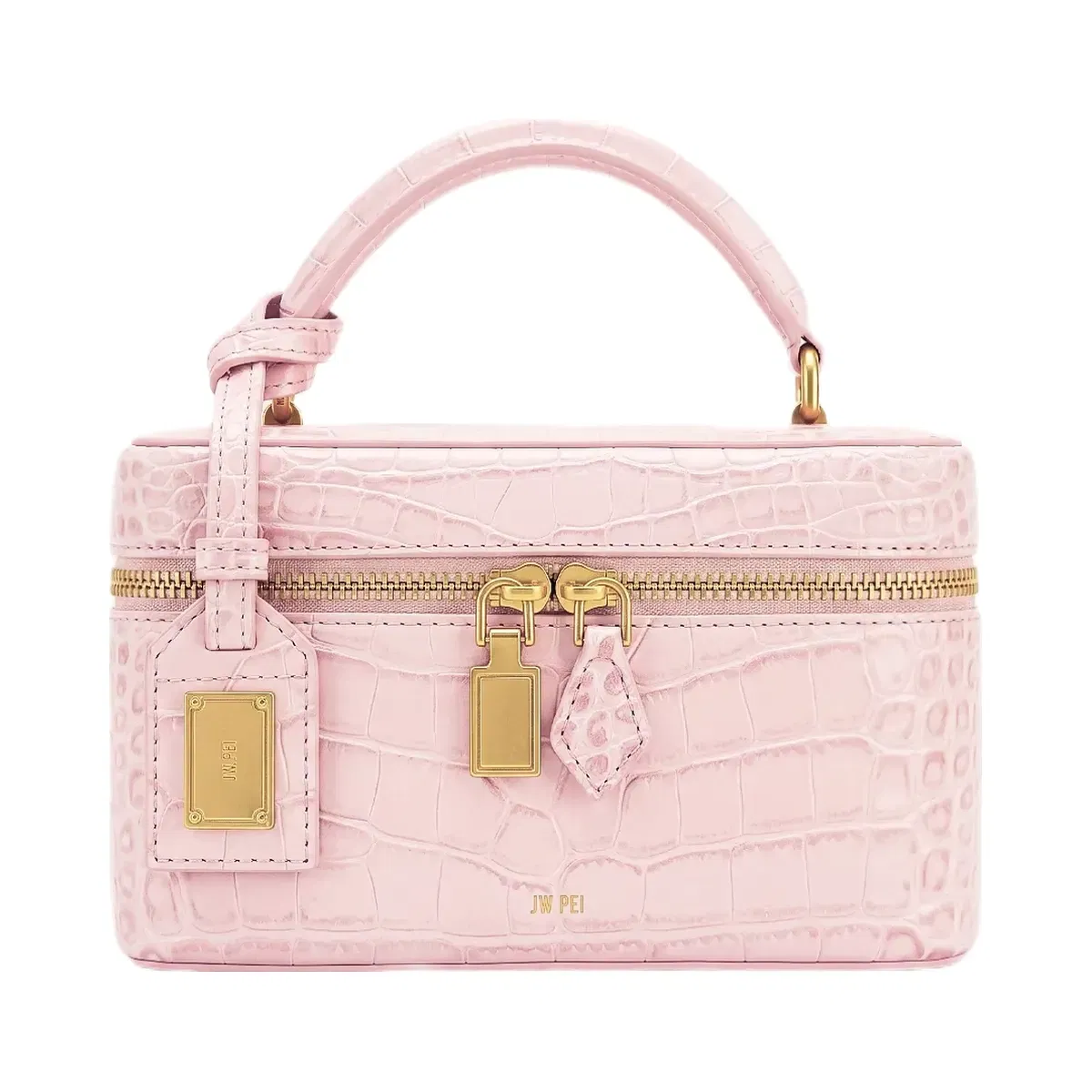 JW PEI Cleo Box Shape Top Handle Bag Light Pink Croc