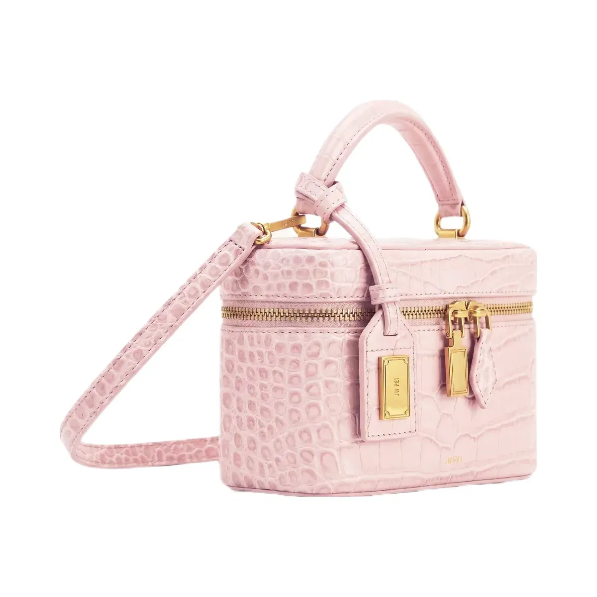 JW PEI Cleo Box Shape Top Handle Bag Light Pink Croc