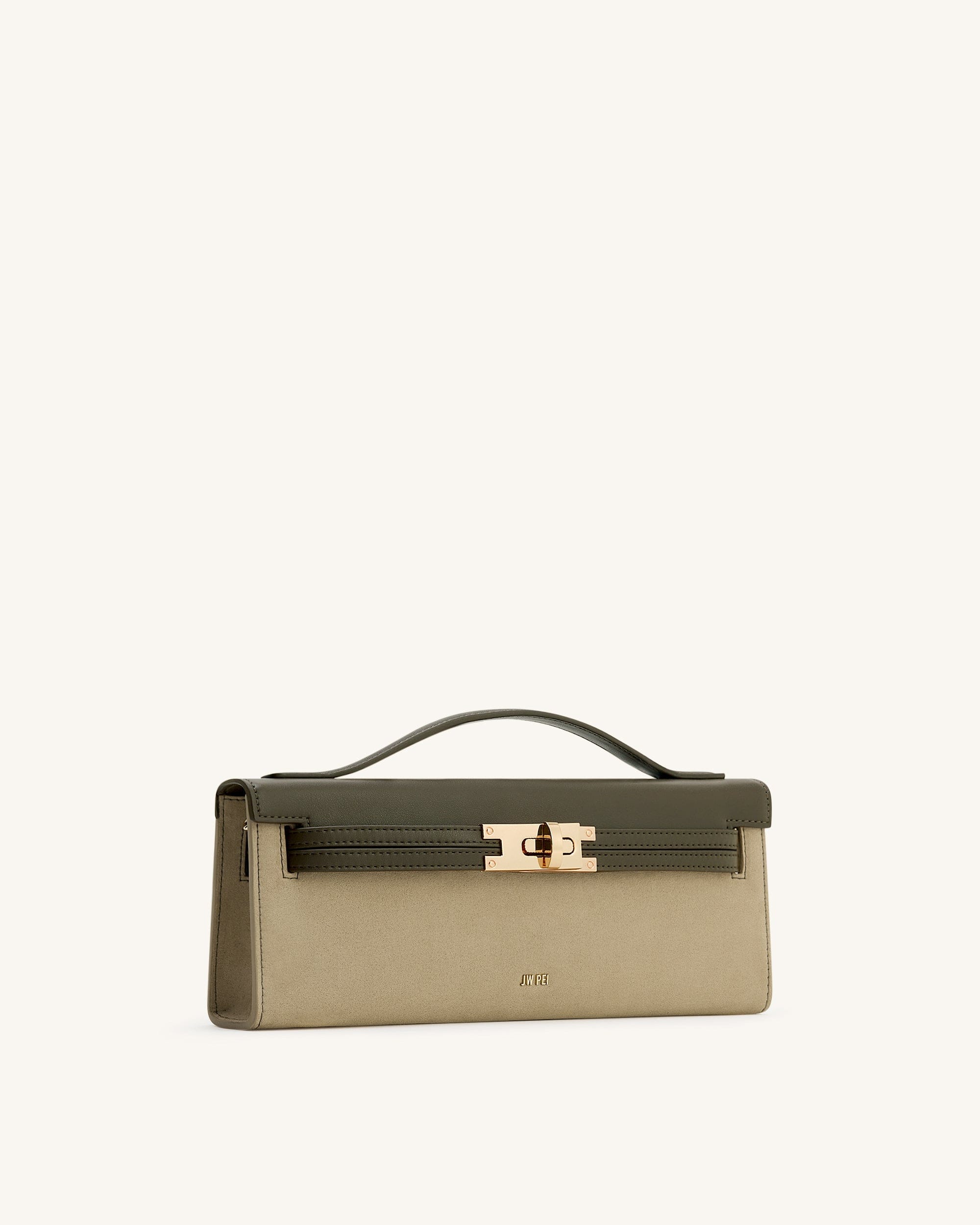 JW PEI Bria Faux Suede Structured Top Handle Bag Dark Olive