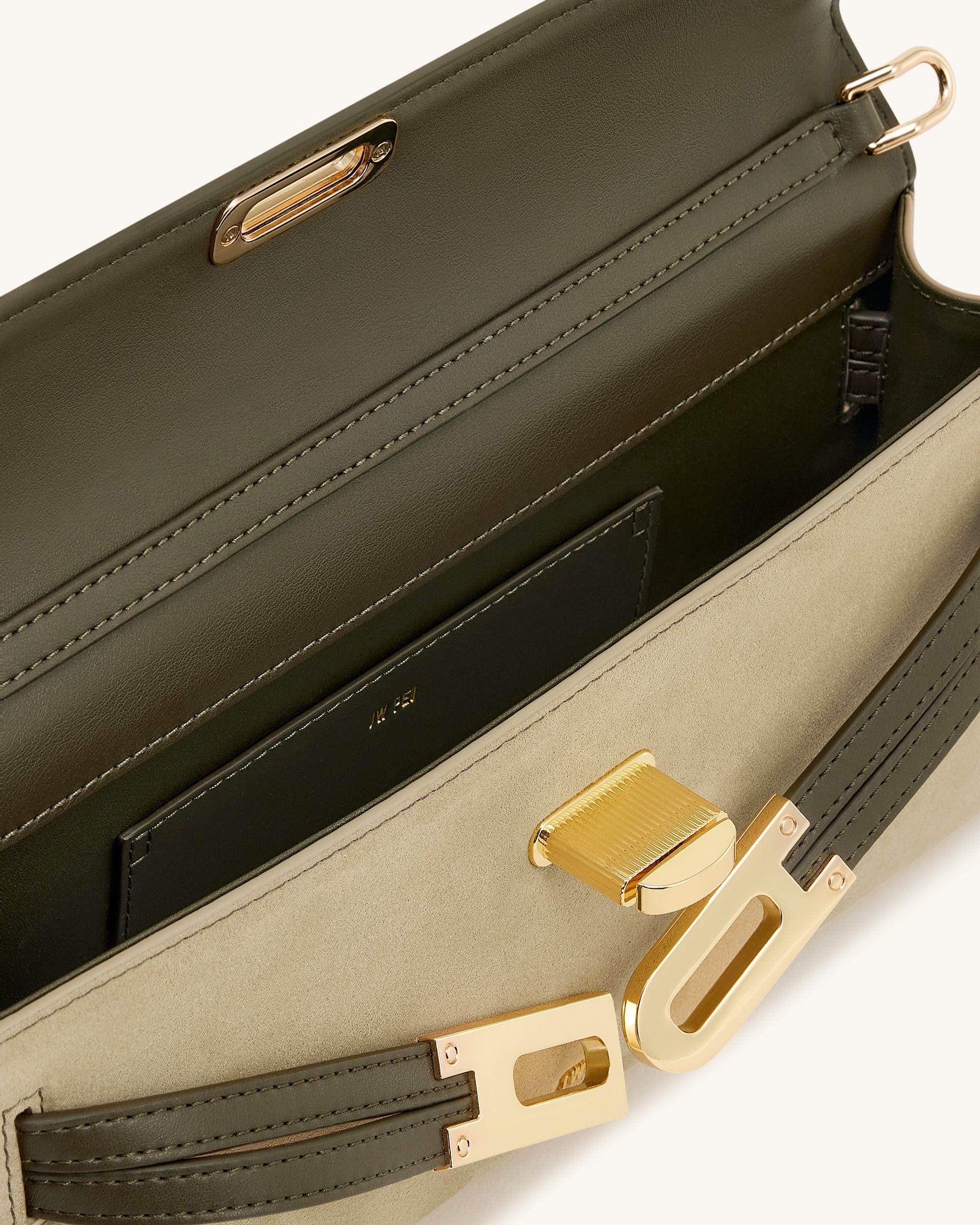 JW PEI Bria Faux Suede Structured Top Handle Bag Dark Olive