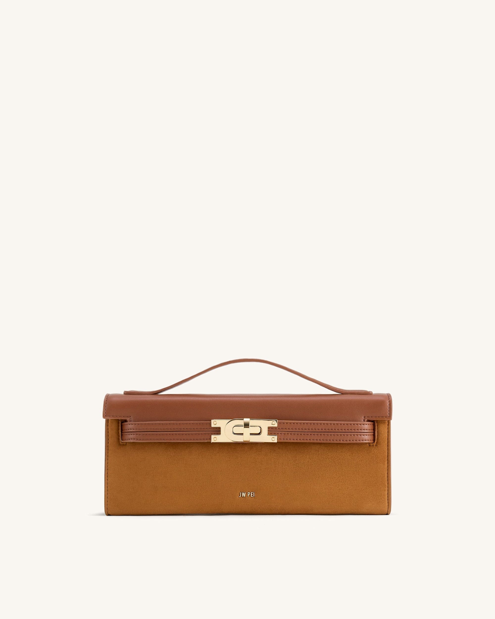 JW PEI Bria Faux Suede Structured Top Handle Bag Brown