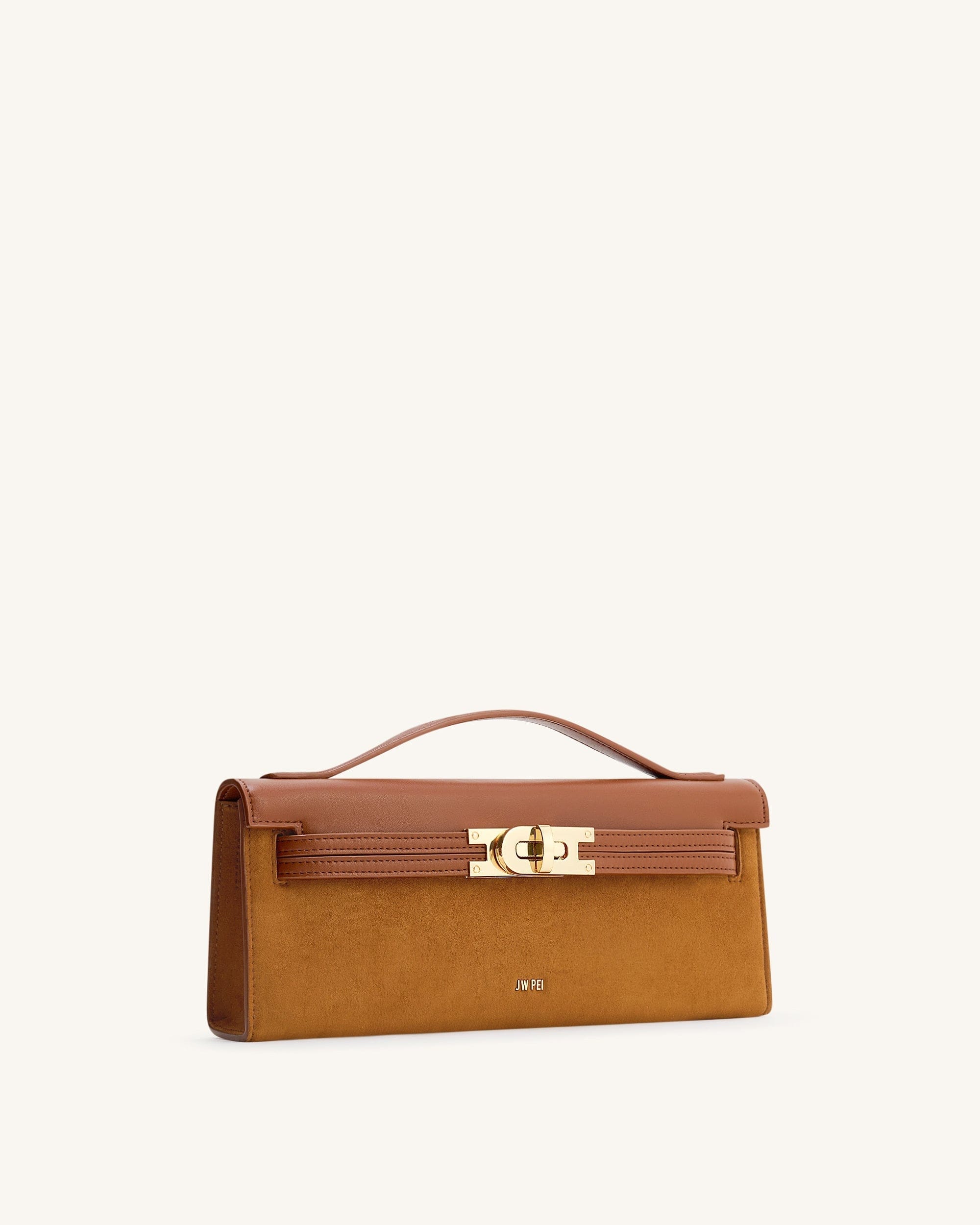 JW PEI Bria Faux Suede Structured Top Handle Bag Brown