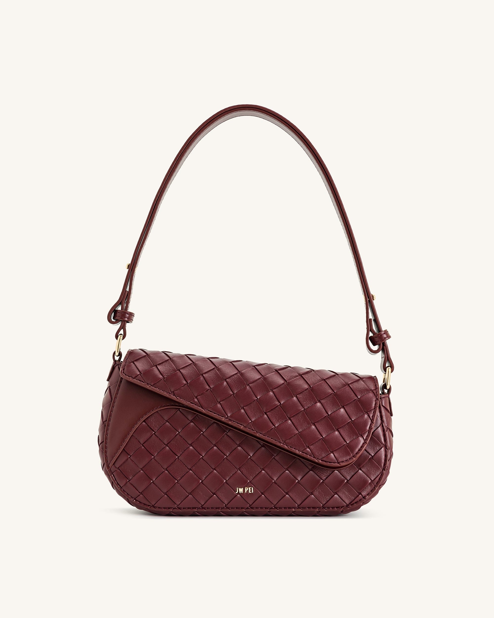 JW PEI Addisyn Weave Texture Shoulder Bag Burgundy