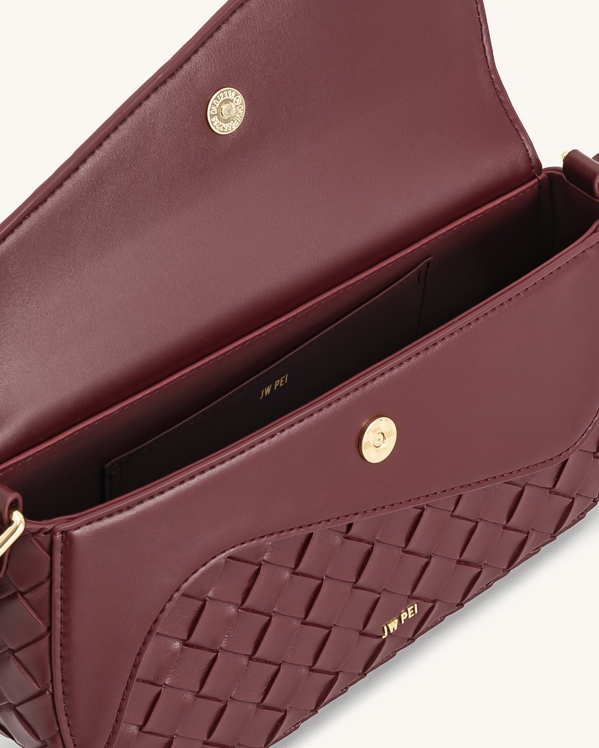 JW PEI Addisyn Weave Texture Shoulder Bag Burgundy