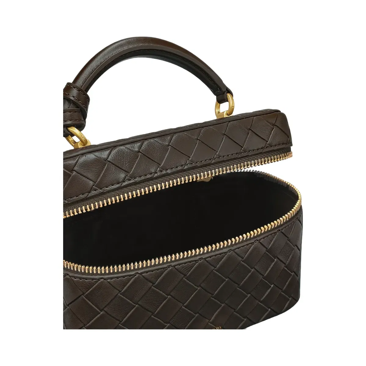 JW PEI Cleo Woven Texture Box Shape Top Handle Bag Dark Brown