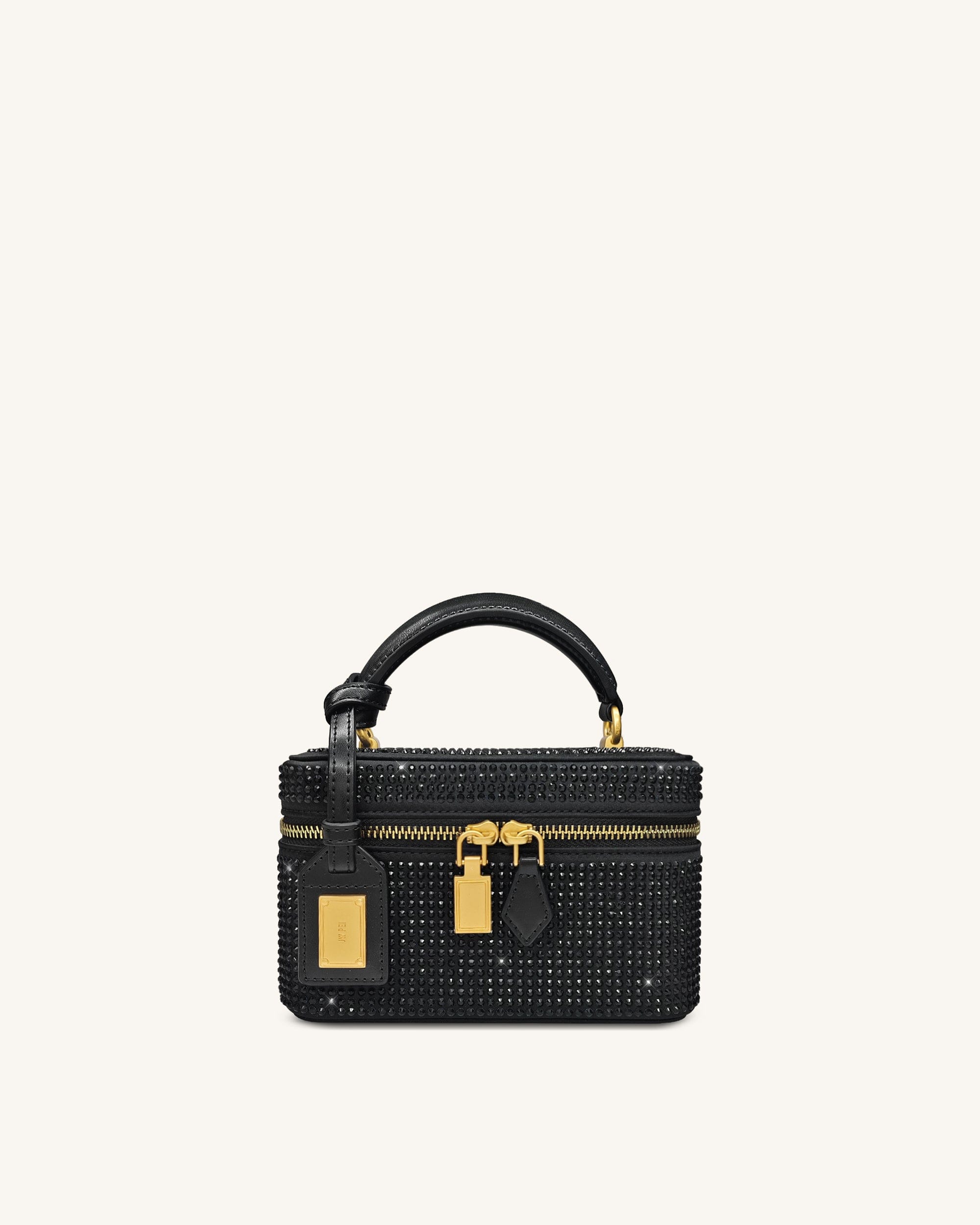 JW PEI Cleo Artificial Crystal Box Shape Top Handle Bag Black