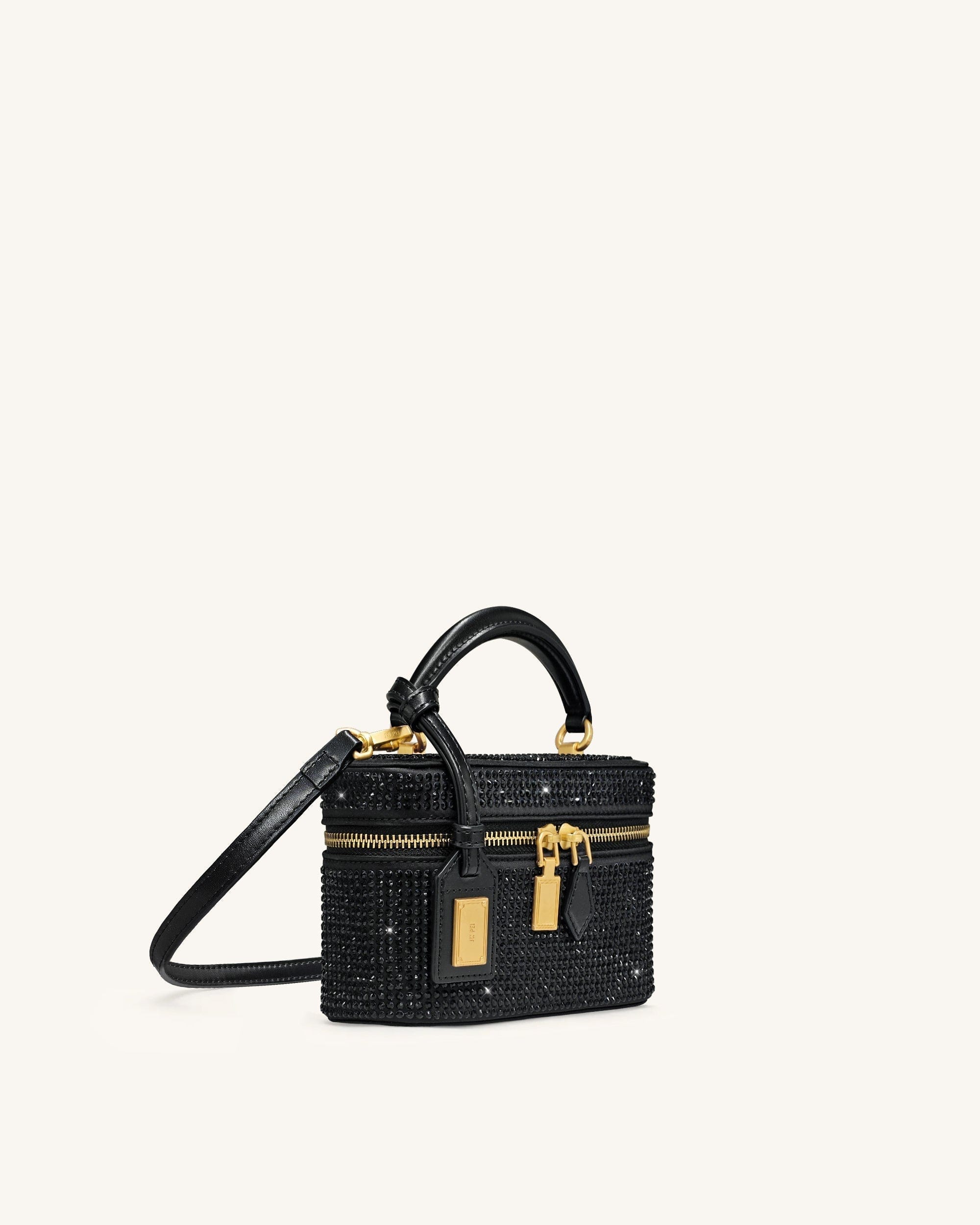 JW PEI Cleo Artificial Crystal Box Shape Top Handle Bag Black