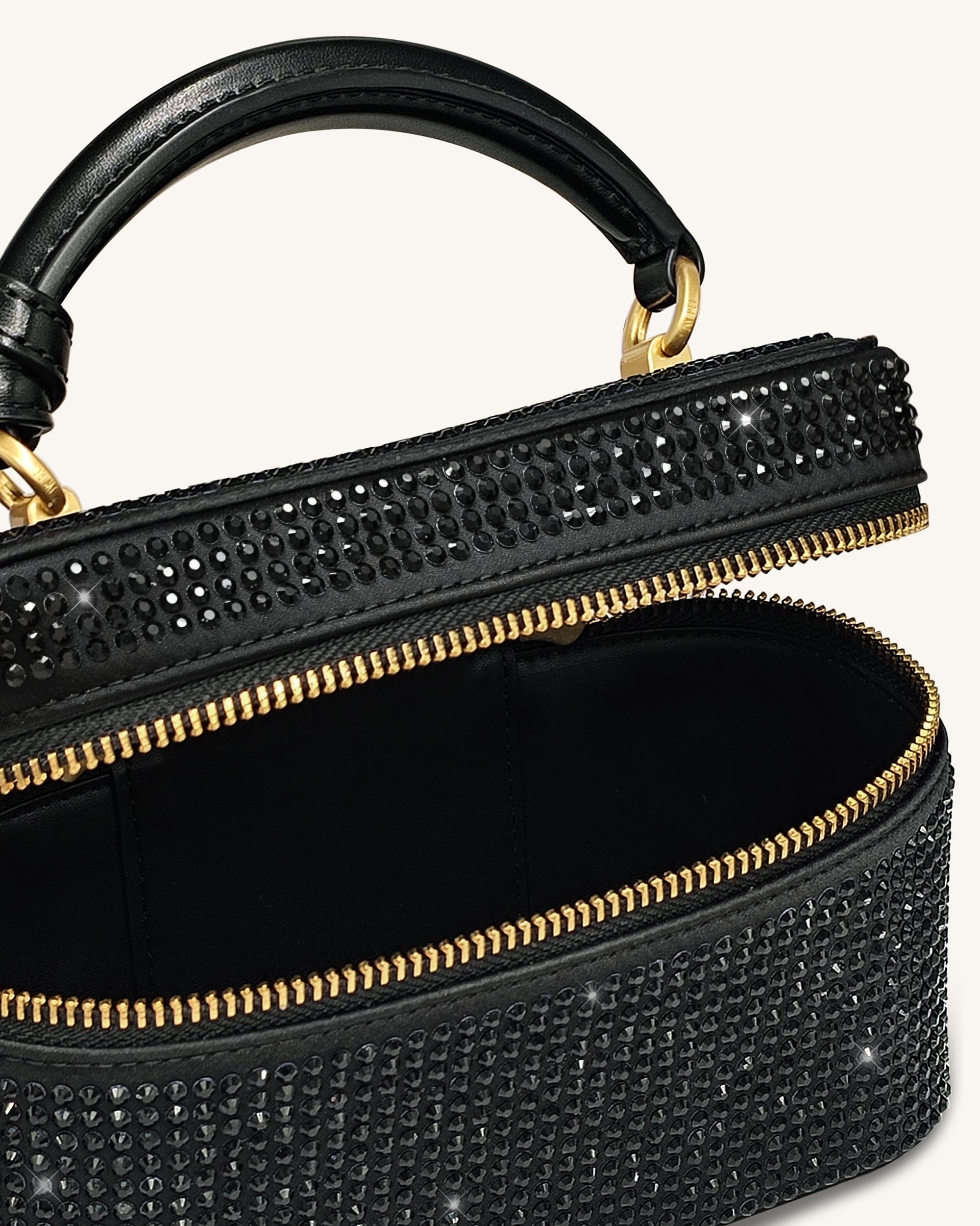 JW PEI Cleo Artificial Crystal Box Shape Top Handle Bag Black
