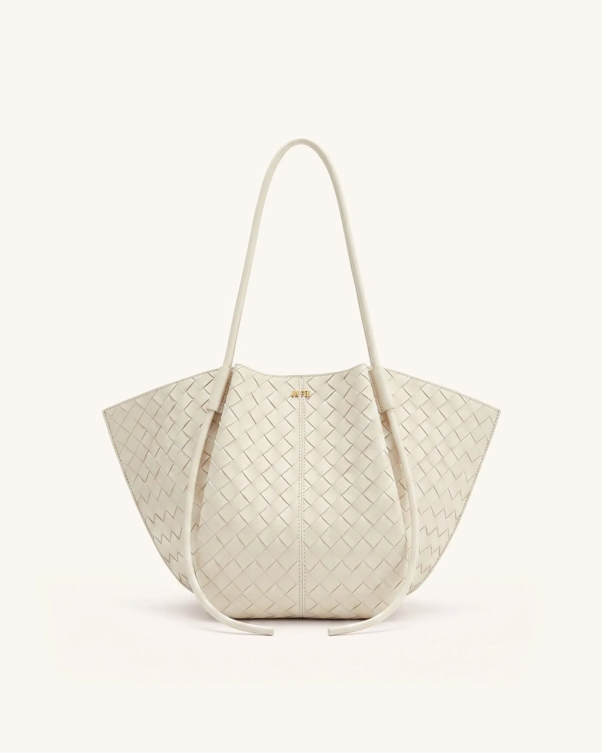 JW PEI Nala Woven Texture Wide Tote Bag Off White